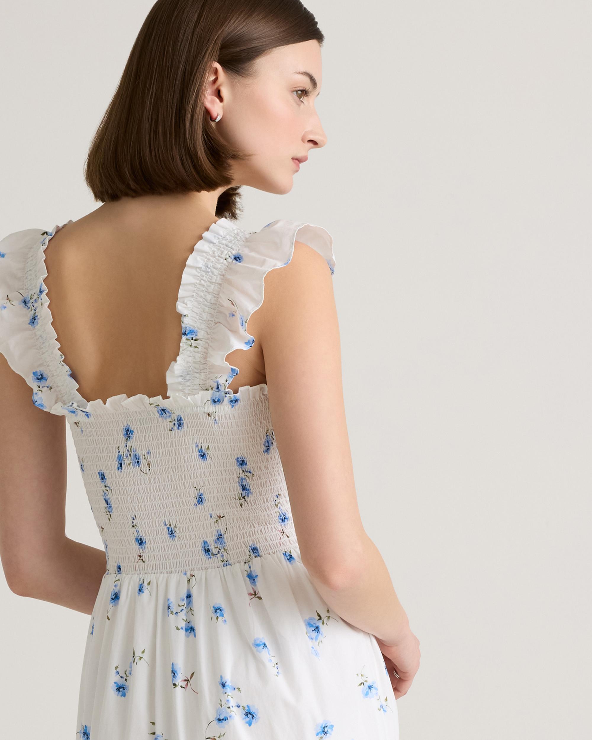 100% Organic Cotton Smocked Midi Dress Product Image