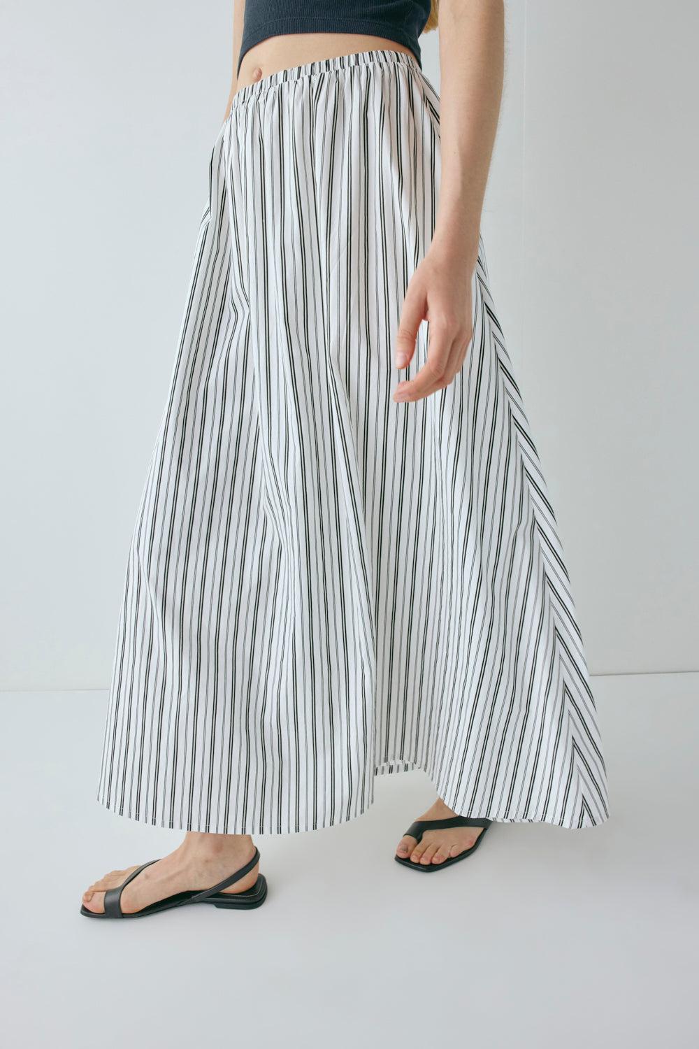 Solara Midi Skirt Black Stripe Product Image