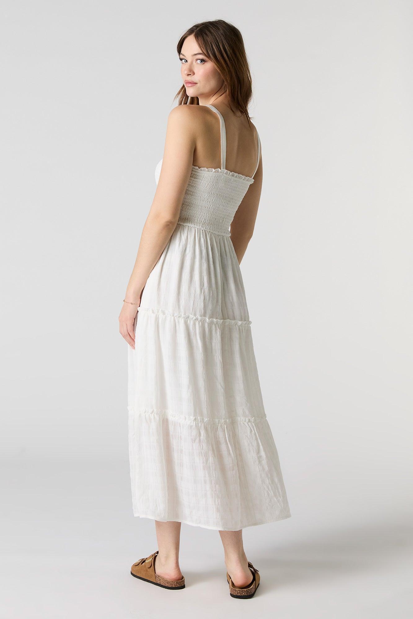Textured Smocked Tiered Midi Dress Female Product Image