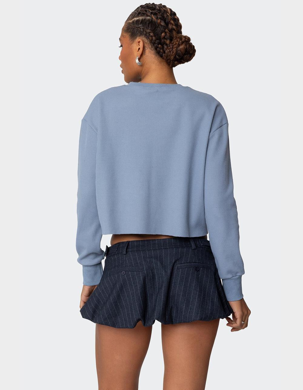 EDIKTED 88 Waffle Long Sleeve Tee Product Image