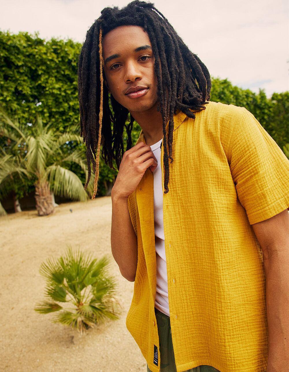 RSQ Mens Gauze Camp Shirt - GOLD Product Image
