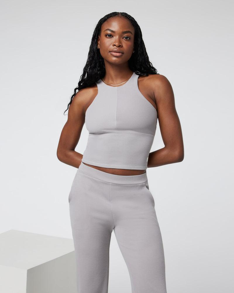 Aston Crop | Women's Soft Pewter Rib Tank Top | Vuori Product Image