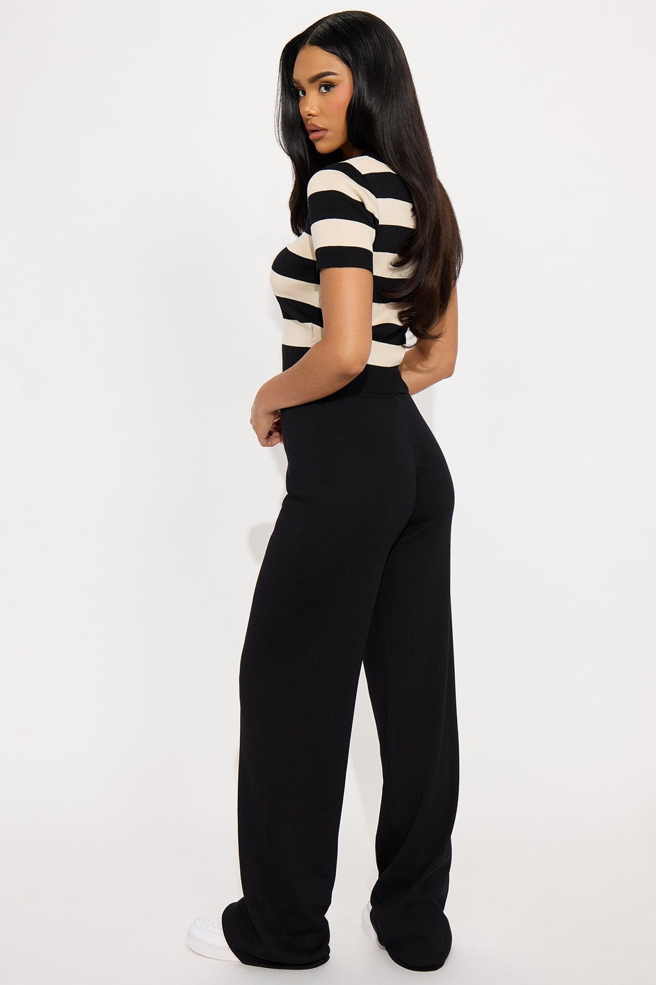 Brielle Striped Sweater Pant Set - Black/combo Product Image