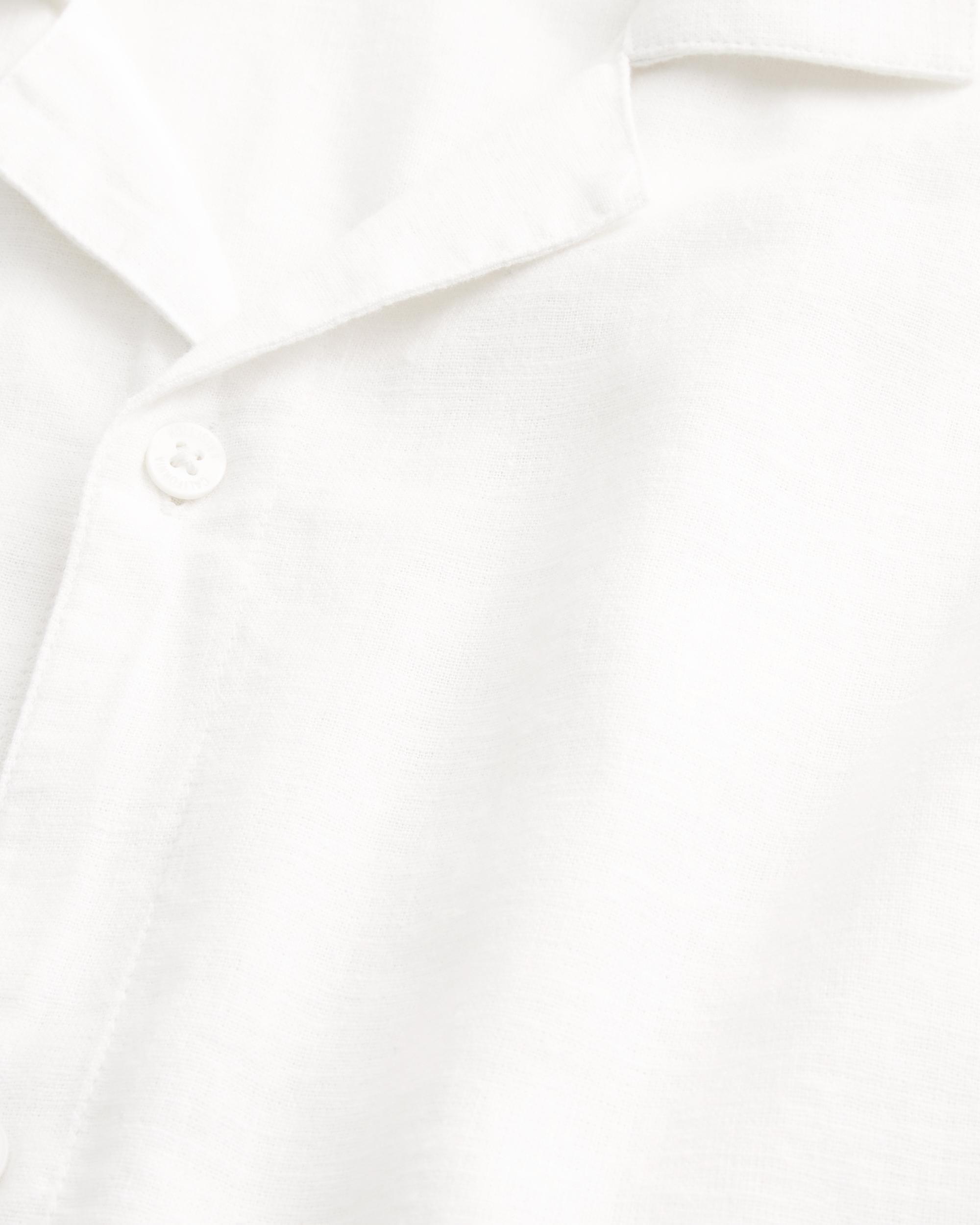 Boxy Short-Sleeve Linen-Blend Shirt Product Image