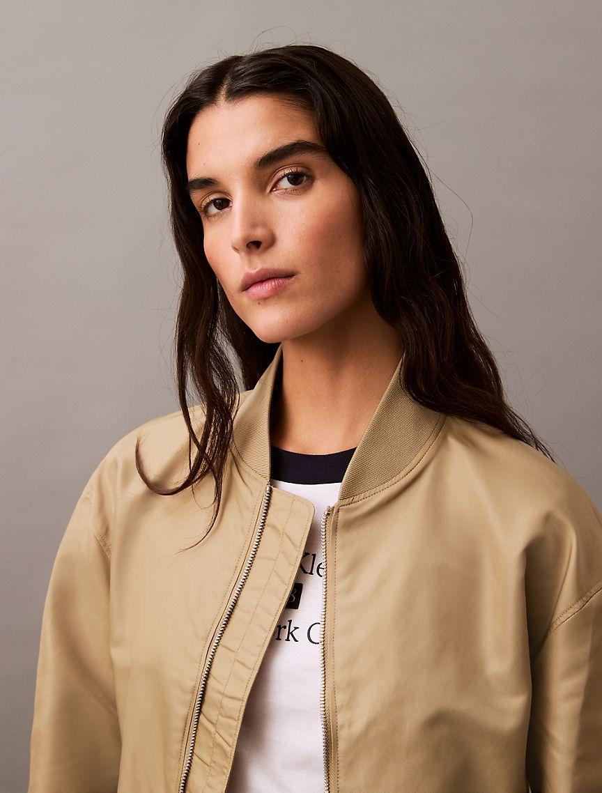 Calvin Klein Women's Nylon Bomber Jacket - Brown - M Product Image