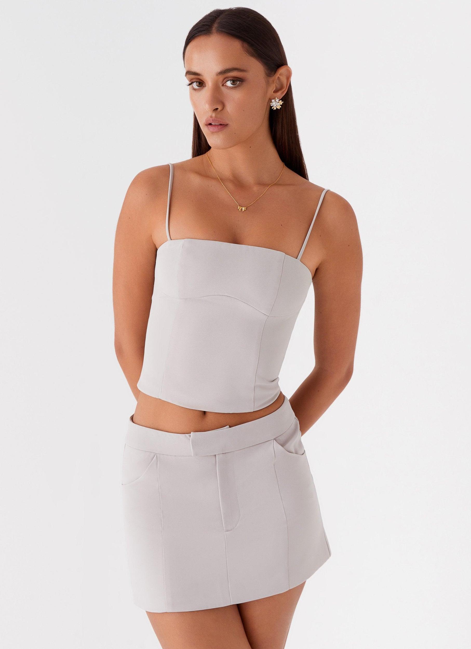 Eliana Suit Mini Skirt - Grey Product Image