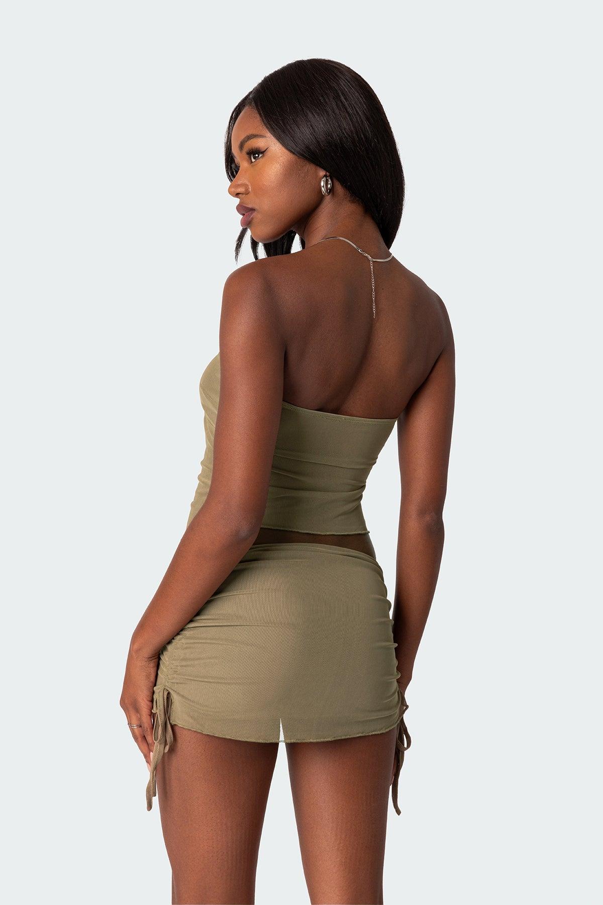 Joy Asymmetric Sheer Mesh Tube Top Product Image
