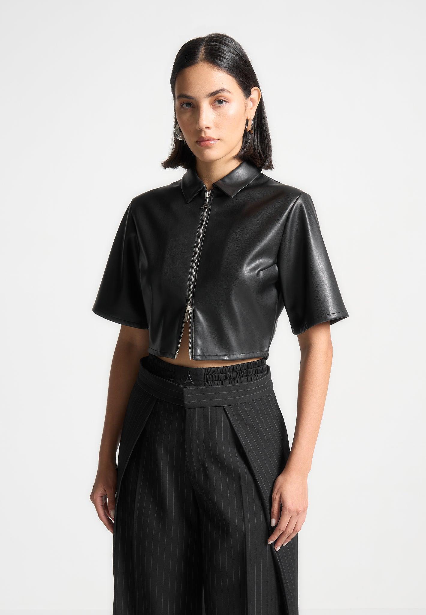 Leather Shirt - Black Female Product Image