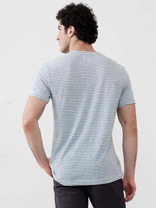 Linen-Blend Notch-Neck T-Shirt Product Image
