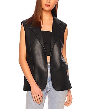 Susana Monaco Notch Lapel Faux Leather Vest Product Image