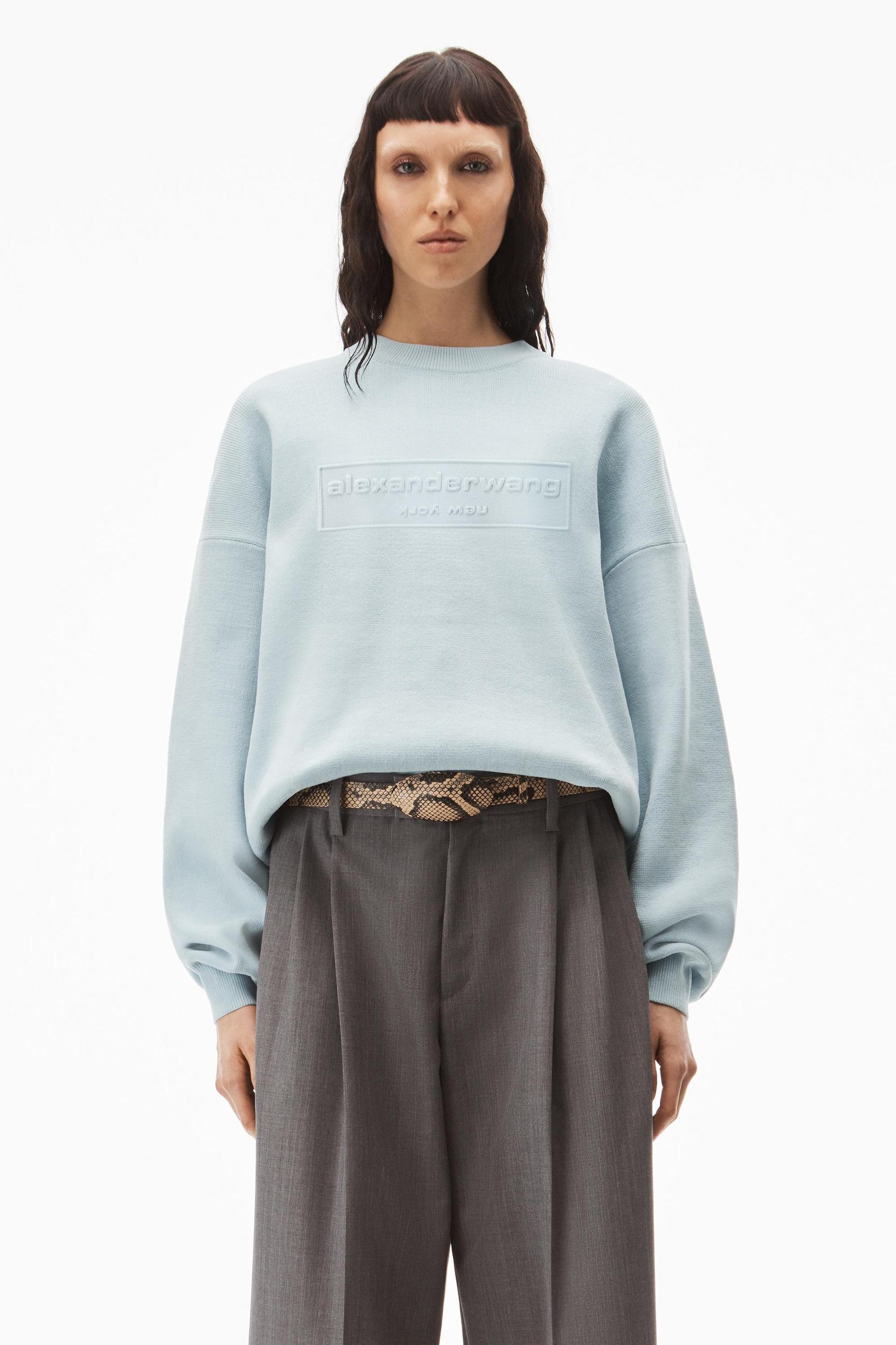Logo Embossed Ribbed Pullover In Soft Chenille Product Image
