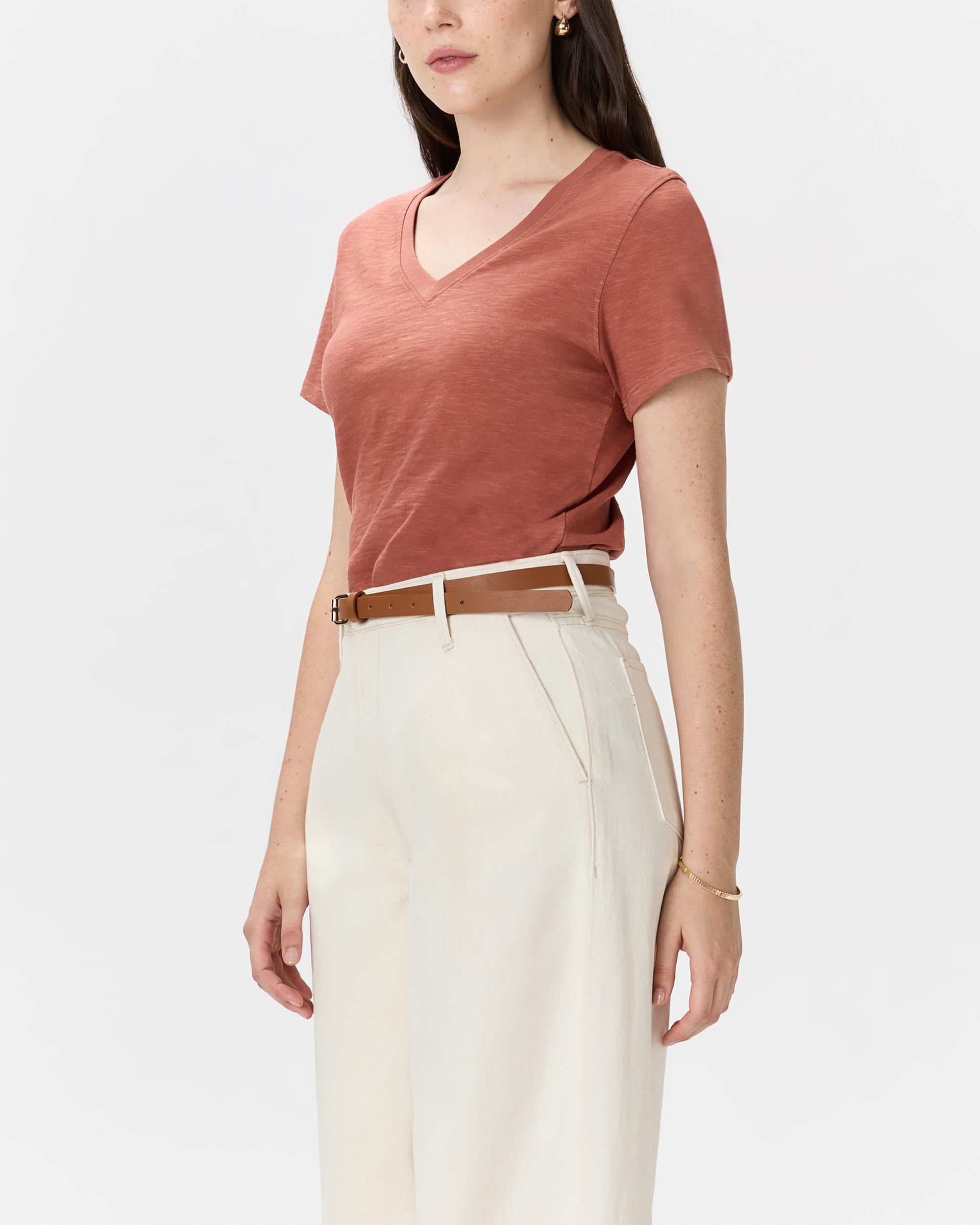 Quince | Women's Slub V-Neck T-Shirt Size XL, Organic Cotton Product Image