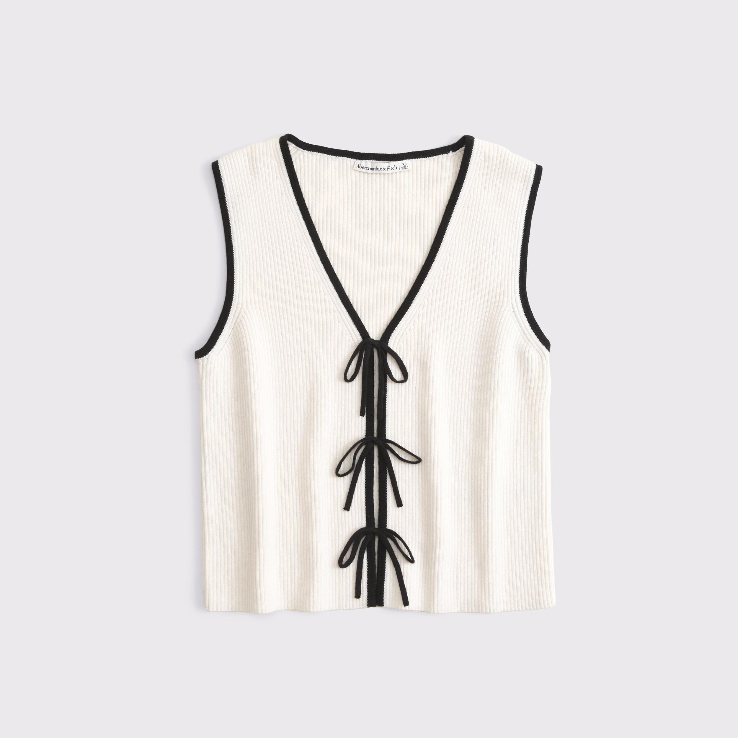 Tie-Front V-Neck Sweater Vest Product Image