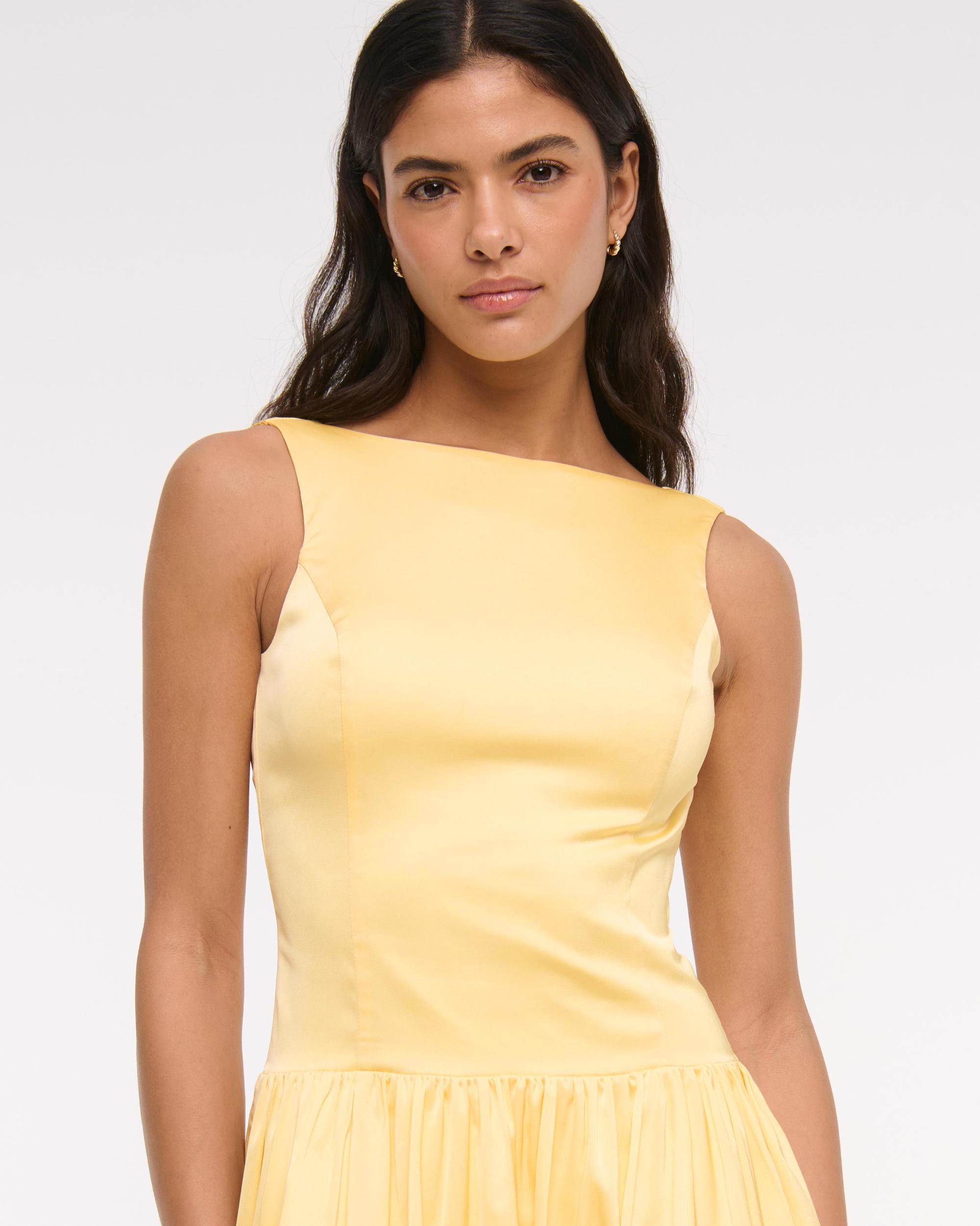 High-Neck Bubble Hem Mini Dress Product Image