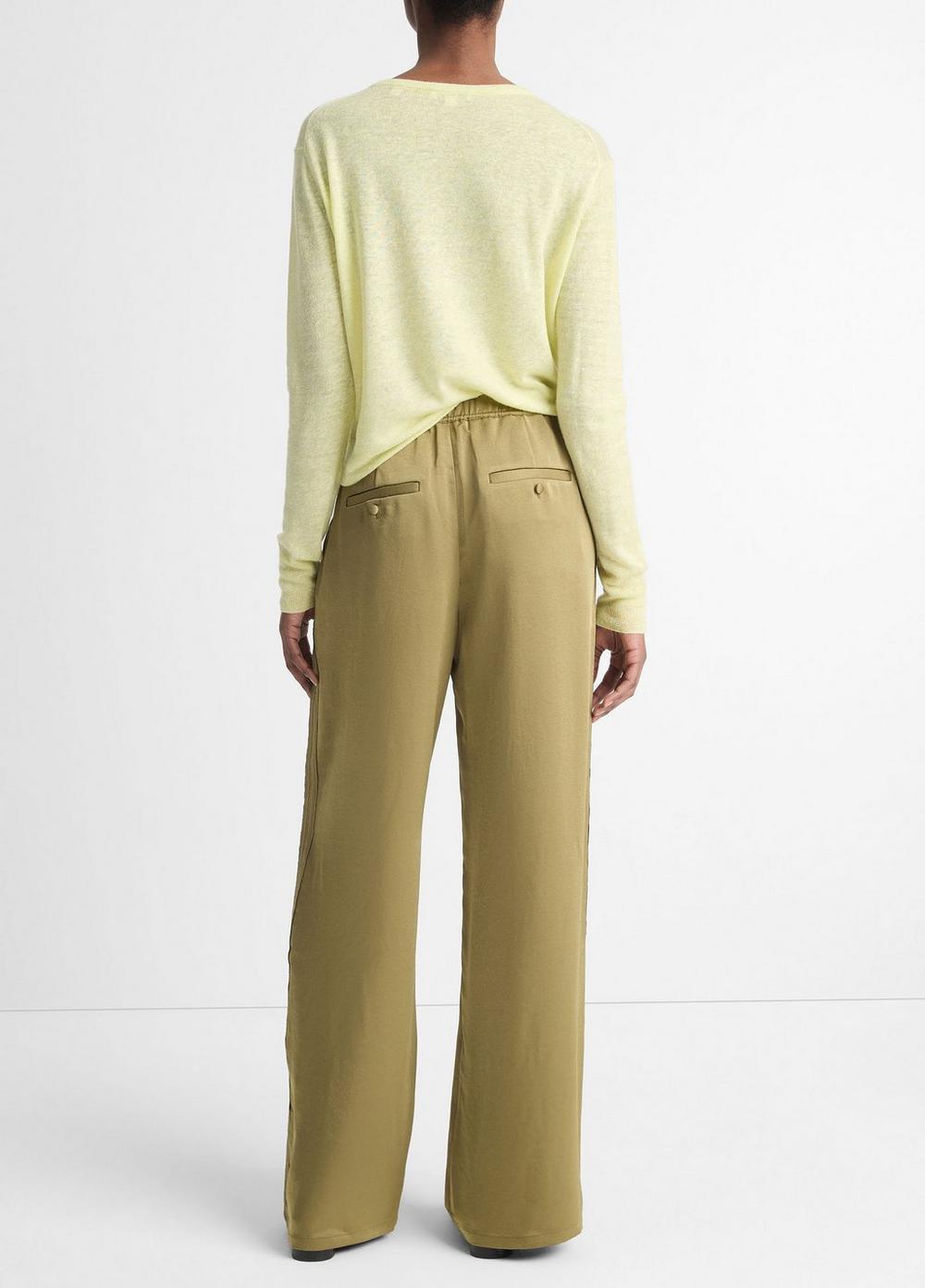 Womens Side-Stripe Satin Low-Rise Wide-Leg Pant, Coastal Blue, Size XXS Vince Product Image