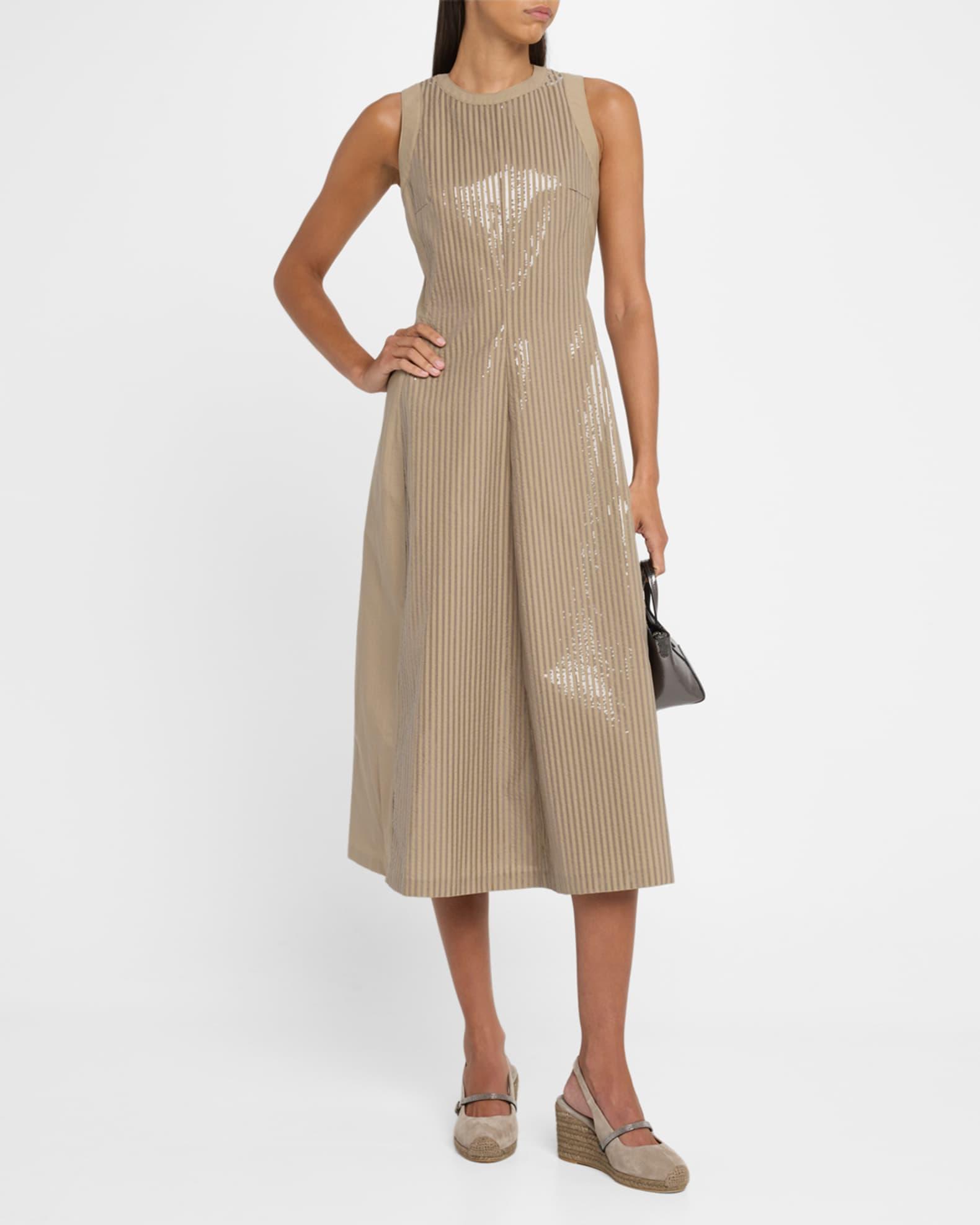 Front Sequined Techno Poplin Corset Midi Dress Product Image