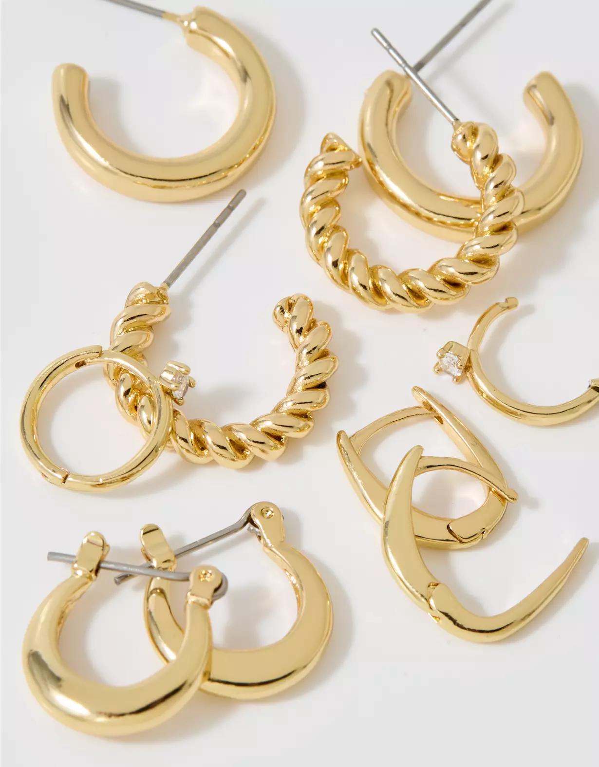 Aerie Basic Hoop Earrings 5-Pack Product Image