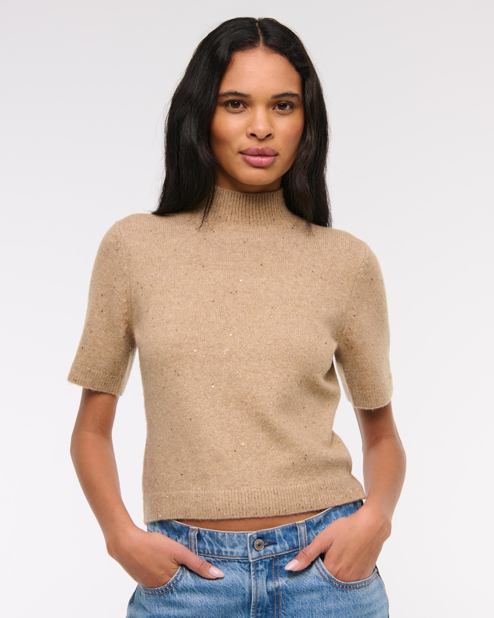 Lurex Mockneck Sweater Tee Product Image