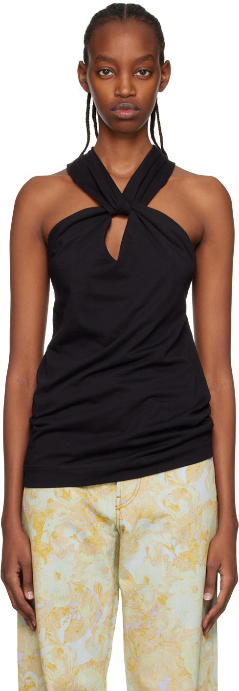 DRIES VAN NOTEN Top Aus Baumwoll-jersey In 900 Black Product Image