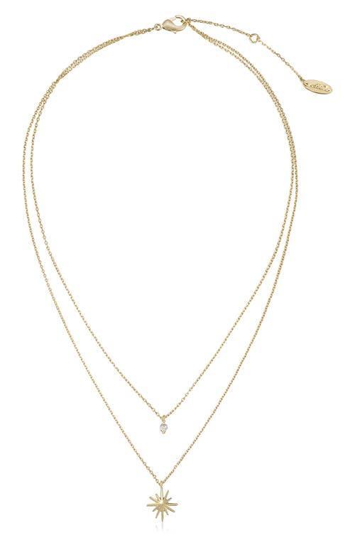 Ettika Cubic Zirconia & Starburst Layered Pendant Necklace in 18K Gold Plated, 15-17 Product Image