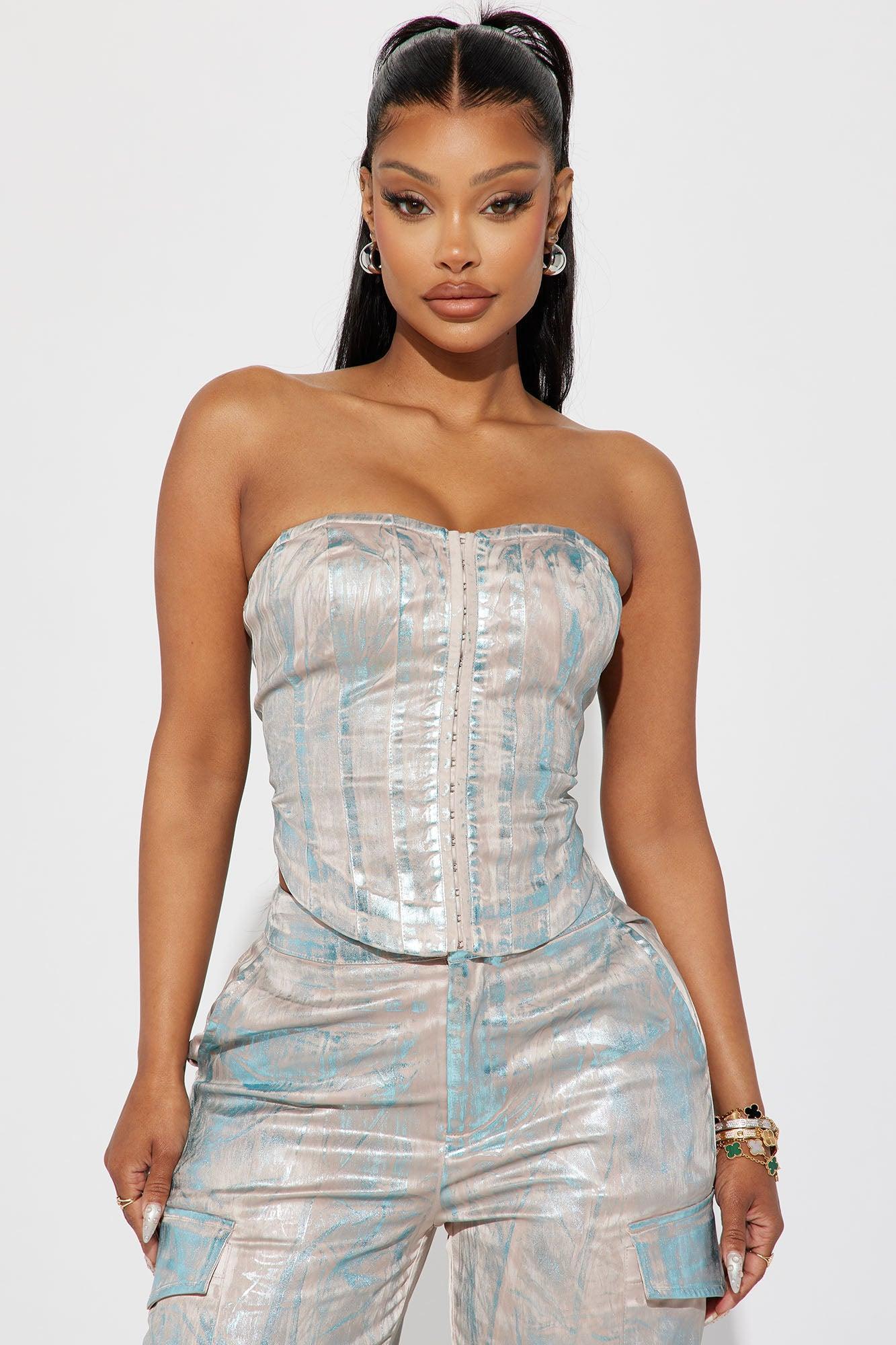 Ava Metallic Pant Set - Taupe Product Image