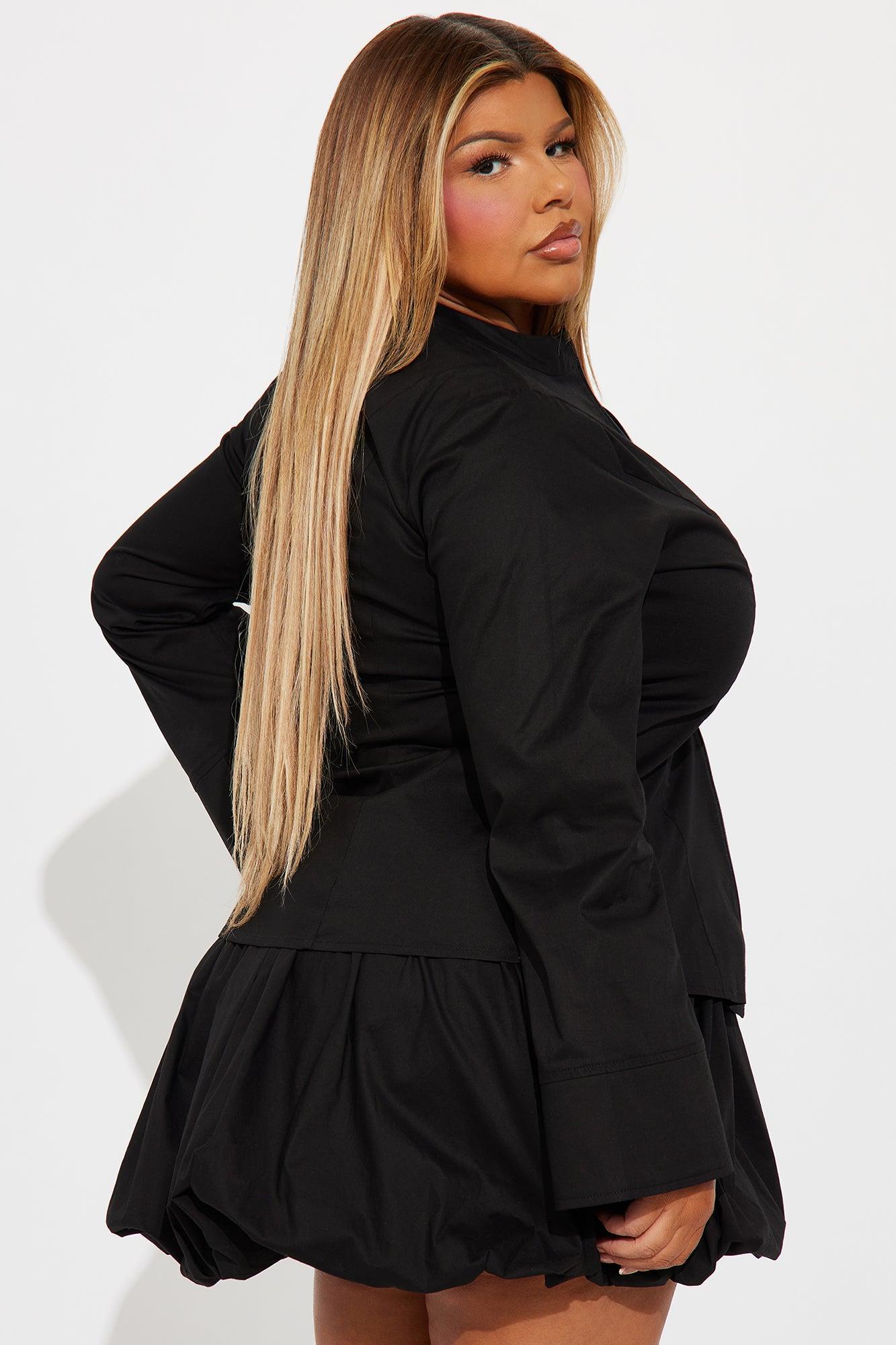 Kara Bubble Mini Skirt Set - Black Product Image