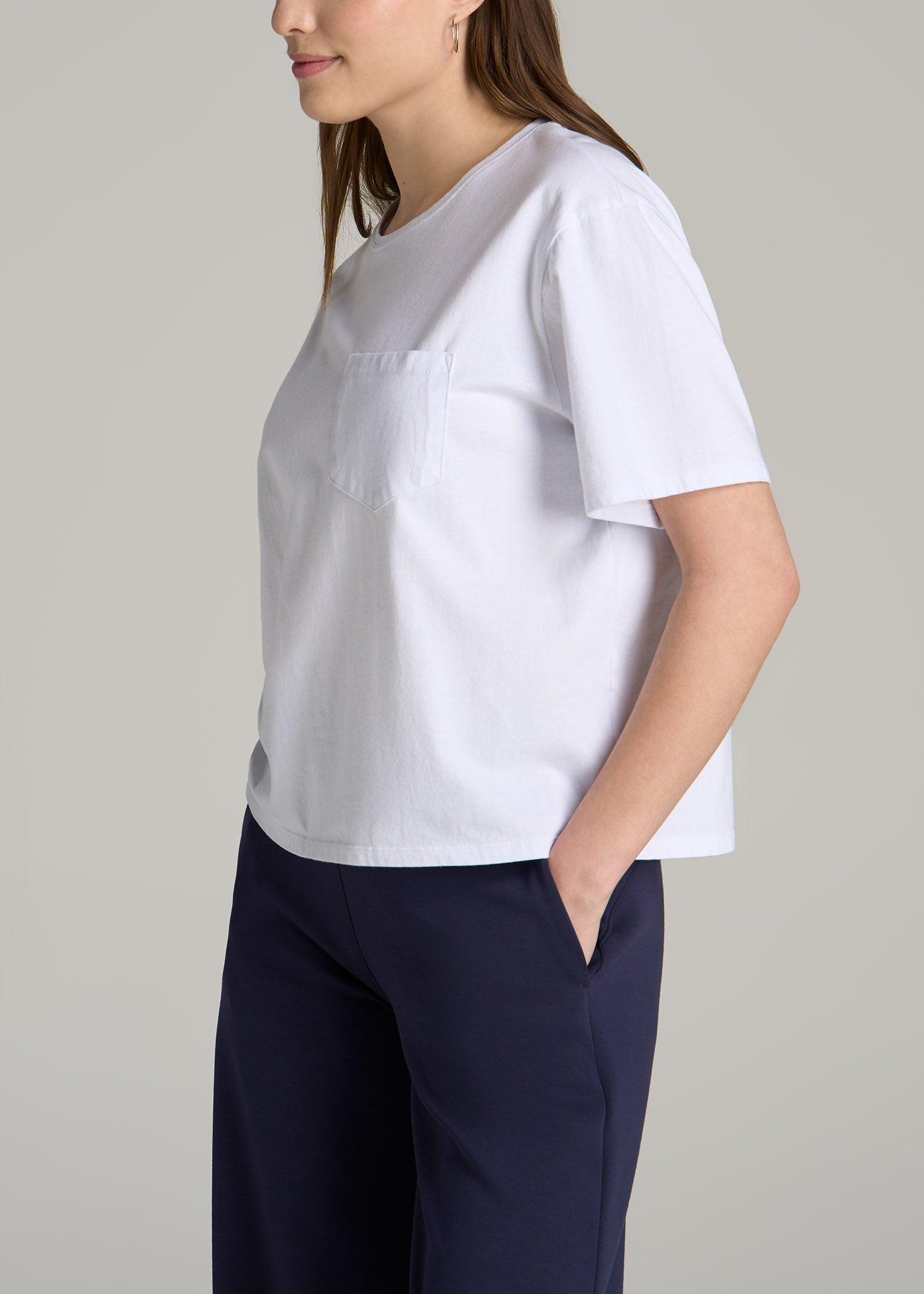 Boxy Short Sleeve T-Shirt for Tall Women in Bright White Product Image