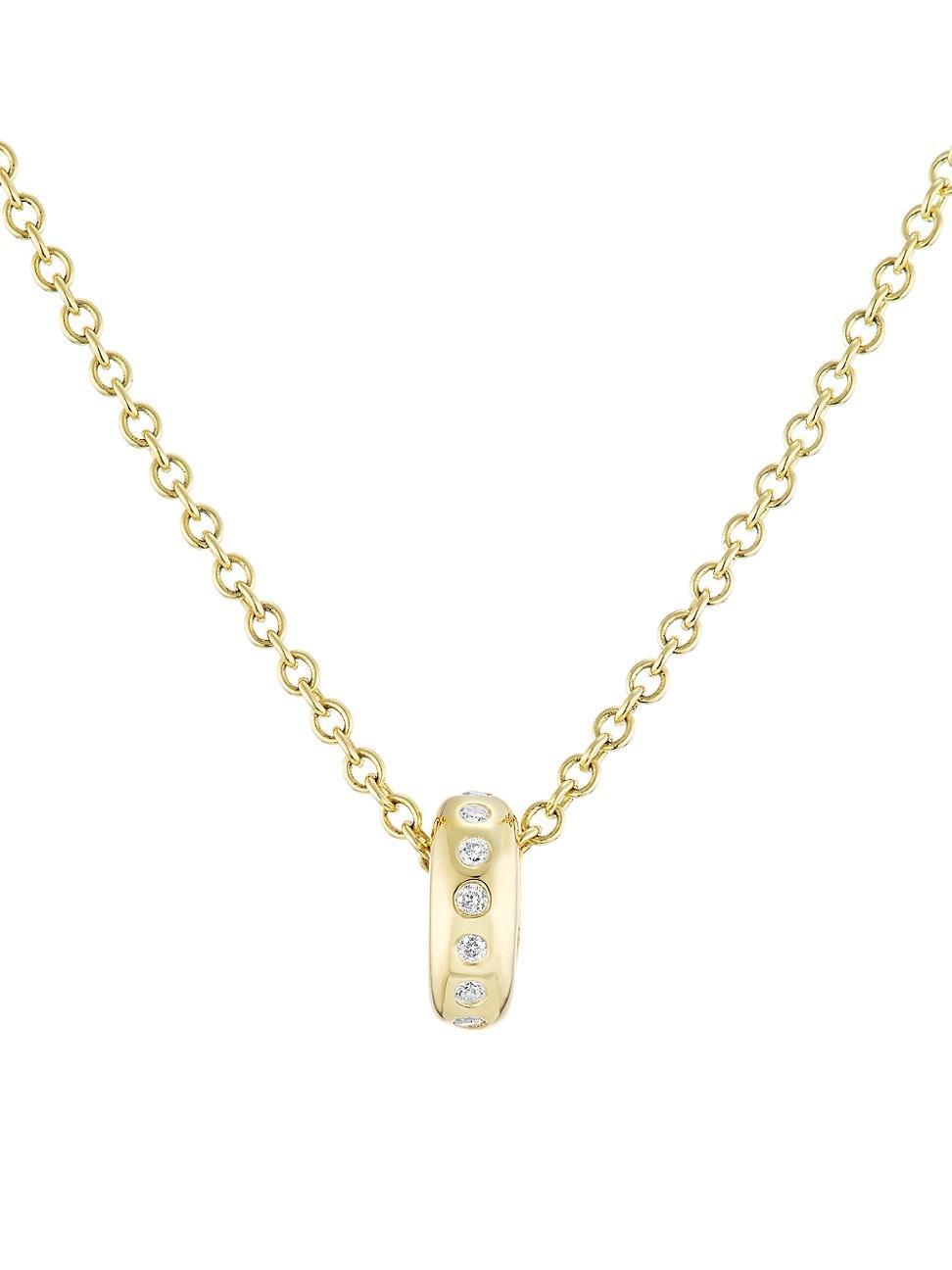 Womens 14K Yellow Gold & Diamond Charm Necklace Product Image