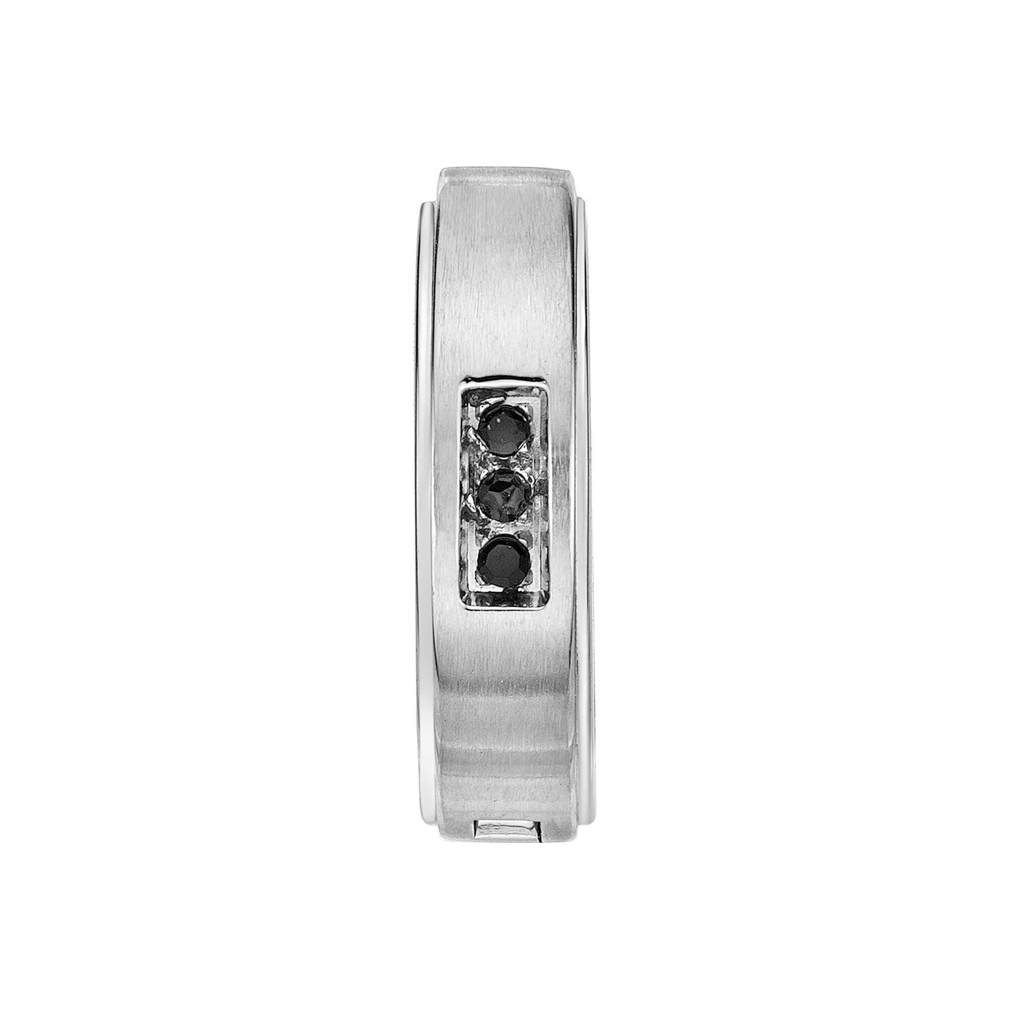 Men's LYNX Black Cubic Zirconia Stainless Steel Hoop Earring Product Image