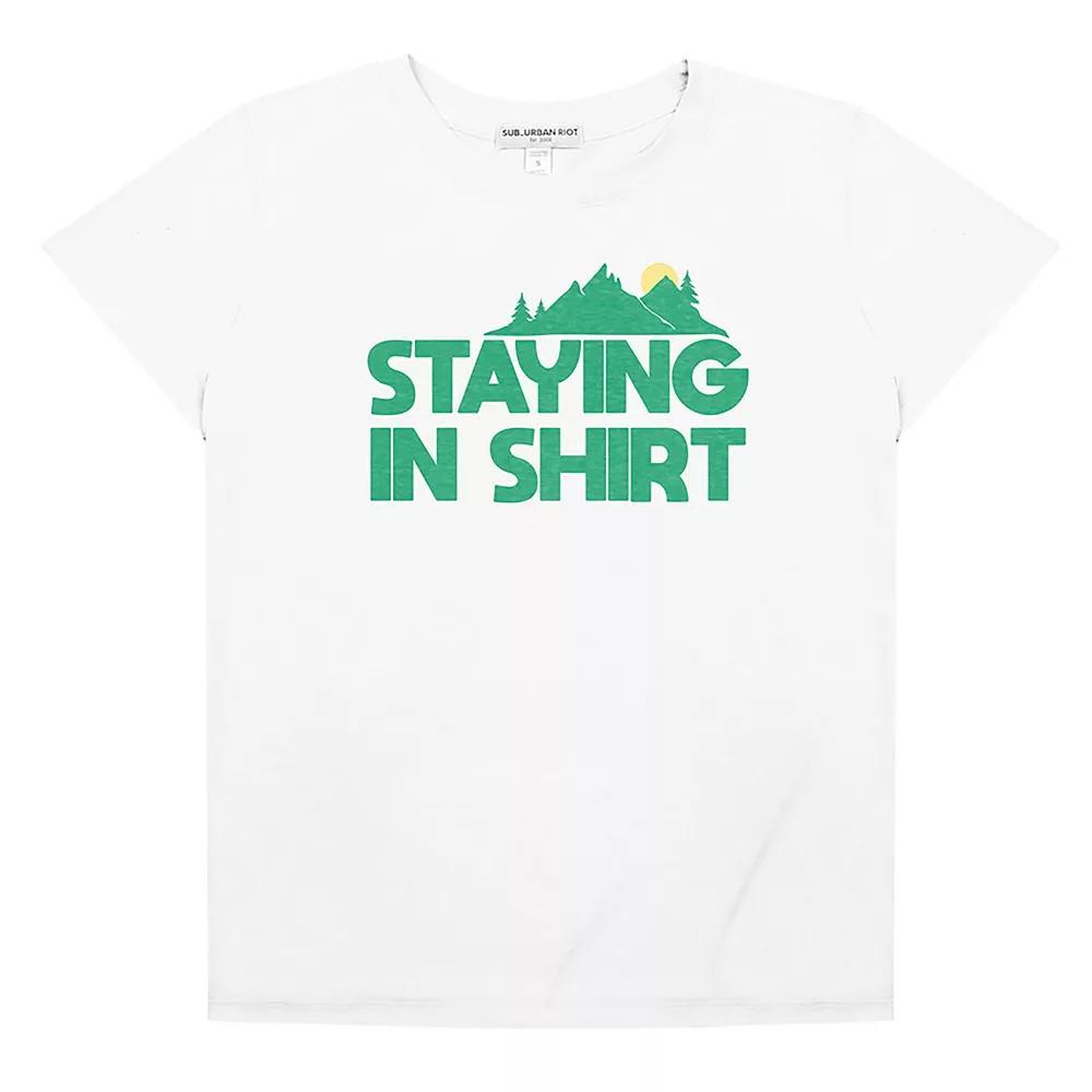 Women's Suburban Riot Staying In Shirt Loose Fit Graphic Tee, Girl's, Size: XS, White Product Image