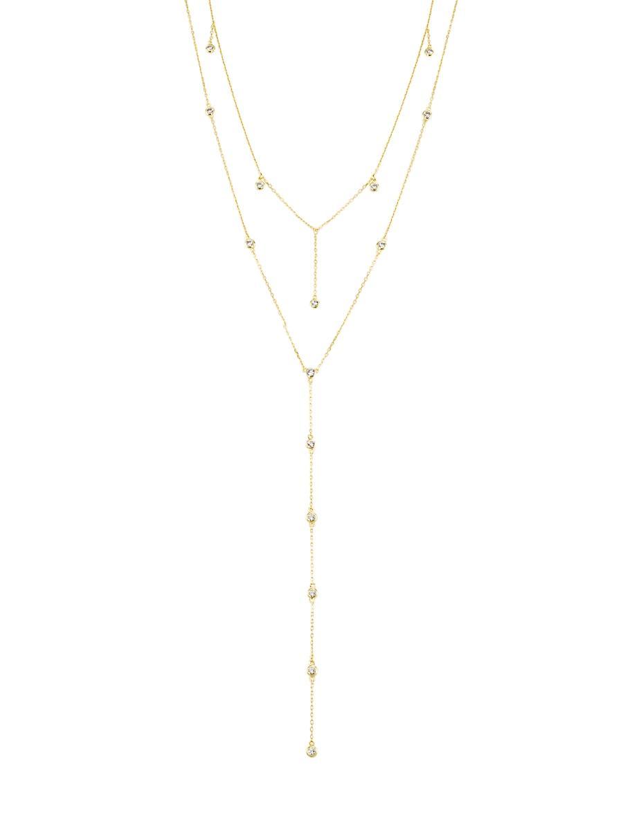 Womens Diamond Dangle 14K-Gold-Plated & Cubic Zirconia Lariat Necklace Product Image