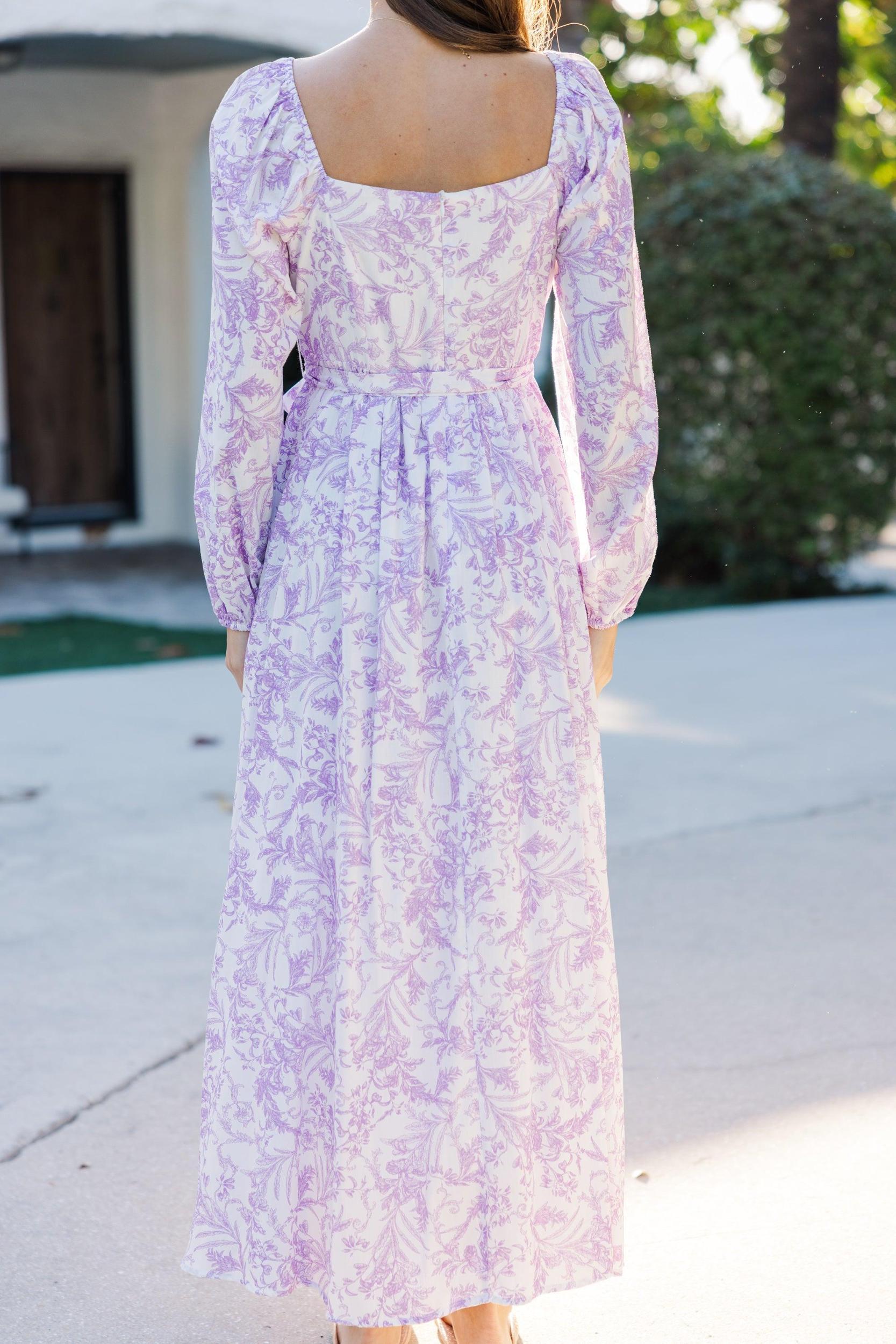 Feeling Oh So Sweet Lavender Toile Midi Dress Female Product Image