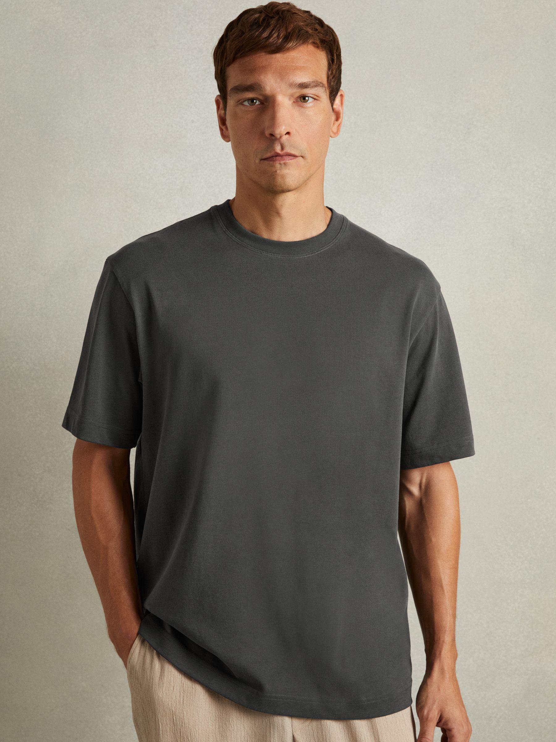 Cotton Garment-Dyed Oversized T-Shirt in Washed Black Product Image