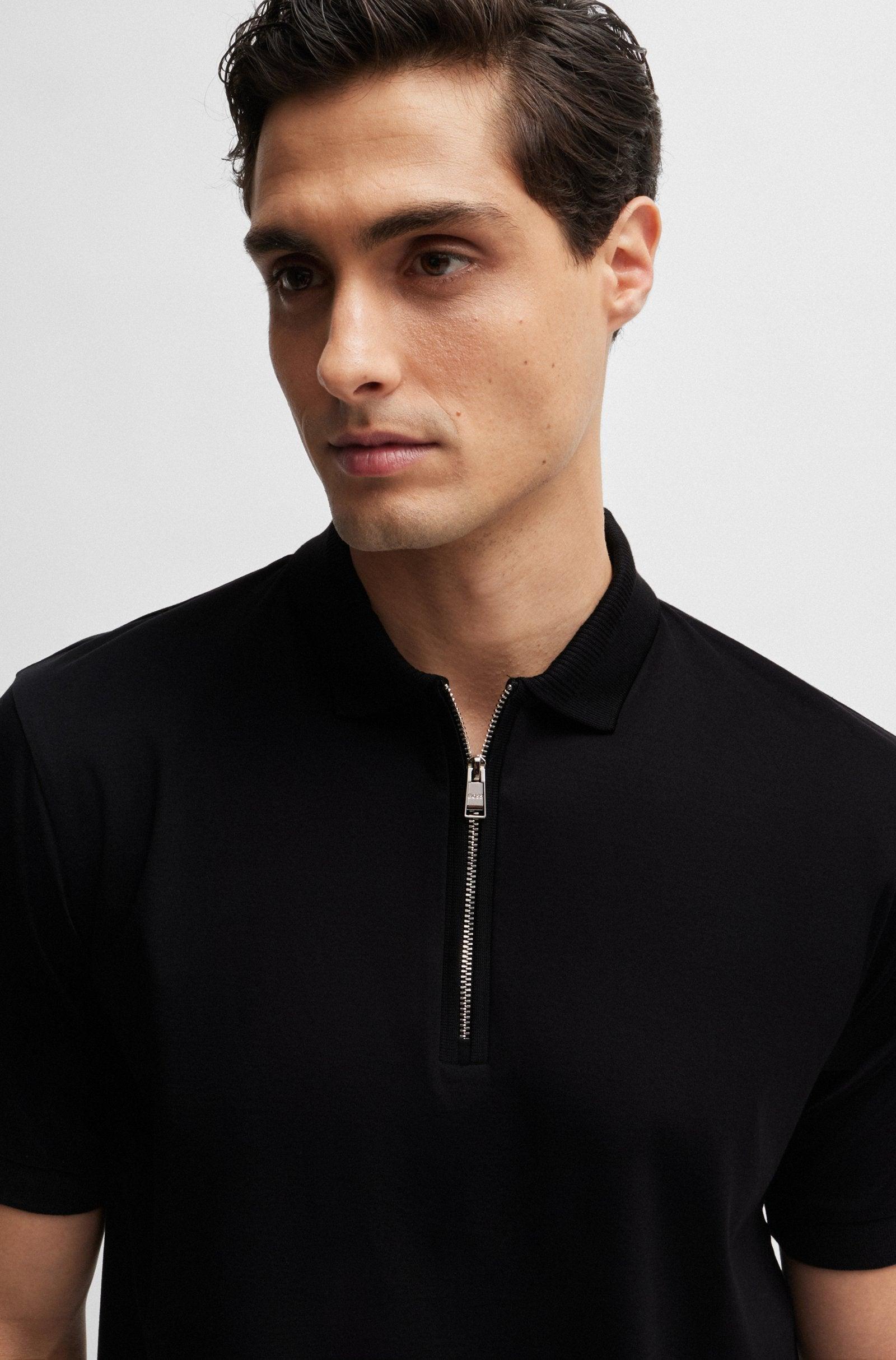 Boss Mercerized Cotton Slim-Fit Polo shirt with Zip neck Product Image