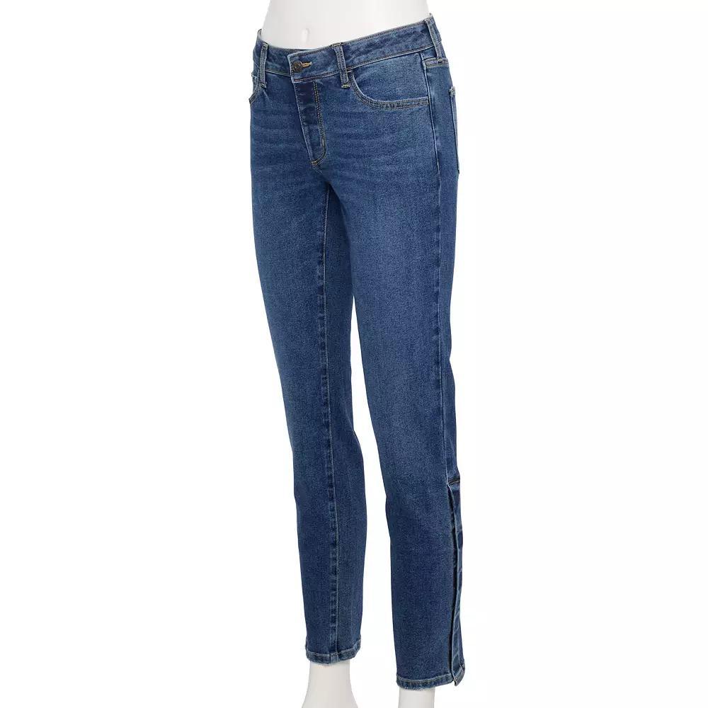 Women's Sonoma Goods For Life® Adaptive Easy Dressing Mid-Waisted Straight Leg Jeans, Size: 6, Medium Dark Product Image