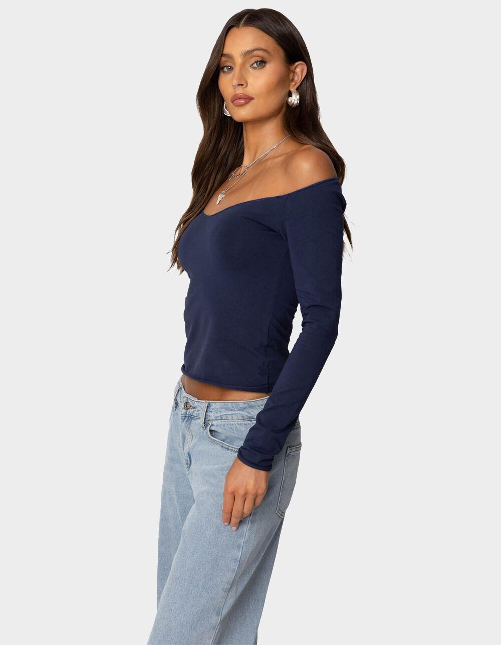 EDIKTED Nattie Off Shoulder V-Neck Top Product Image