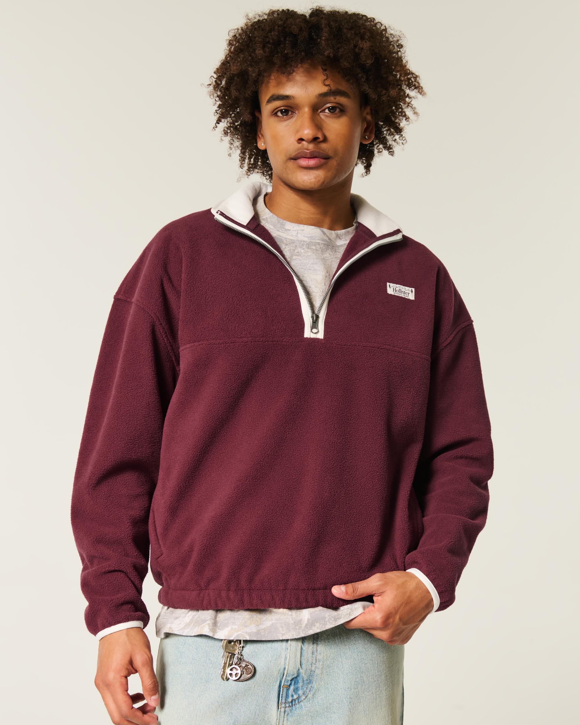 Thermal Fleece Plaid Half-Zip Sweatshirt Product Image
