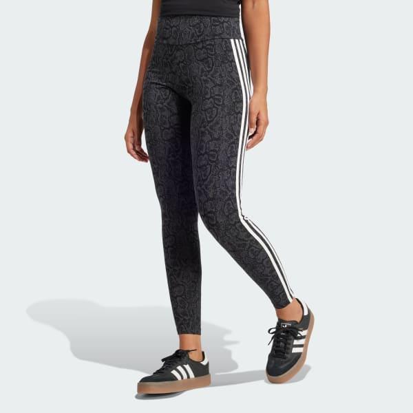 adidas Snakeskin Allover Print Leggings Black 2XS Womens Product Image
