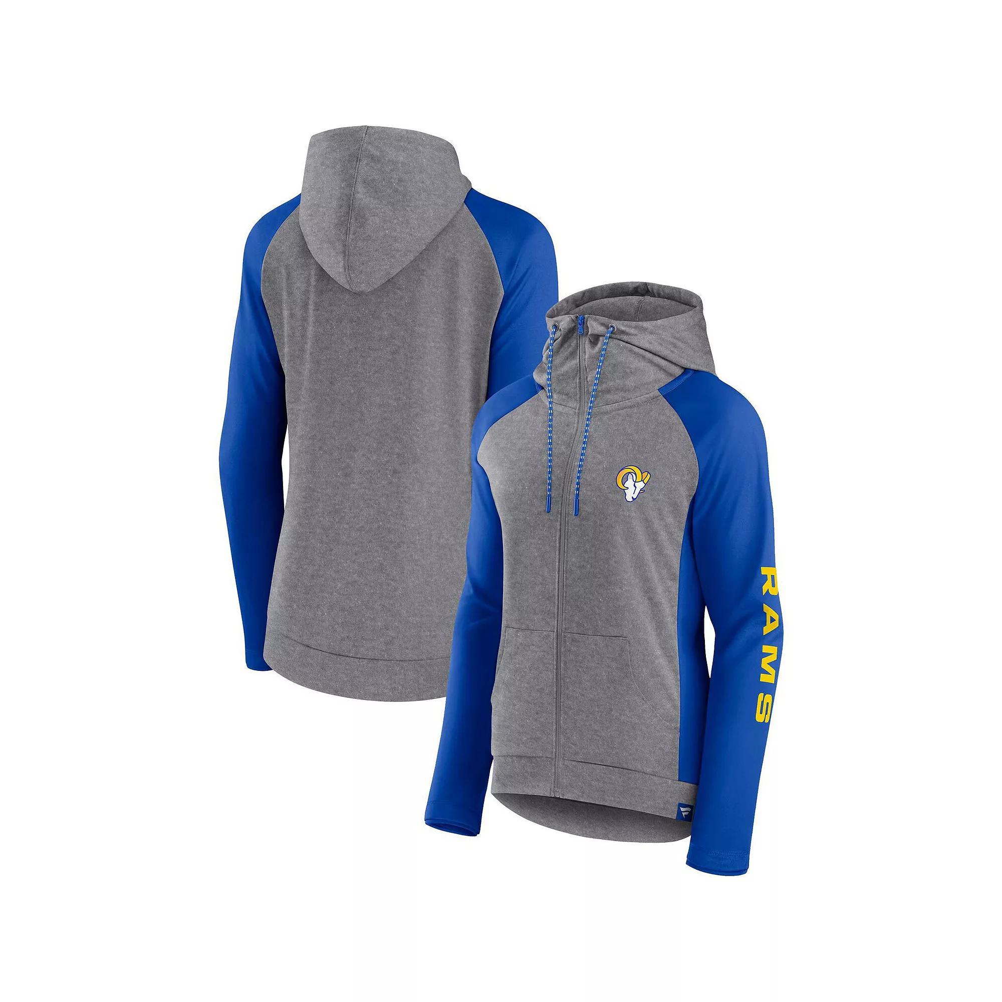 Women's Fanatics Branded  Heather Gray/Navy New England Patriots Blind Side Raglan Full-Zip Hoodie, Size: XS, Grey Product Image