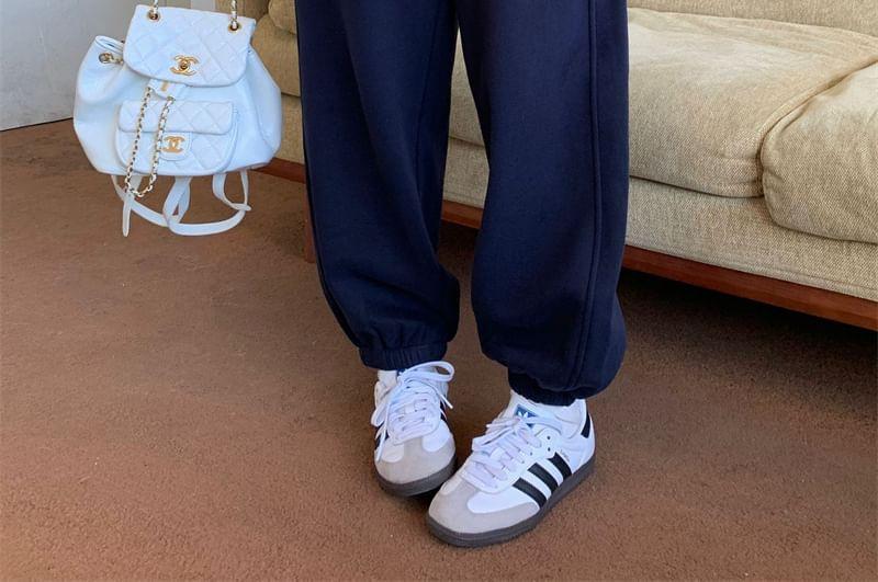 Drawstring Waist Heart Embroidered Sweatpants Product Image