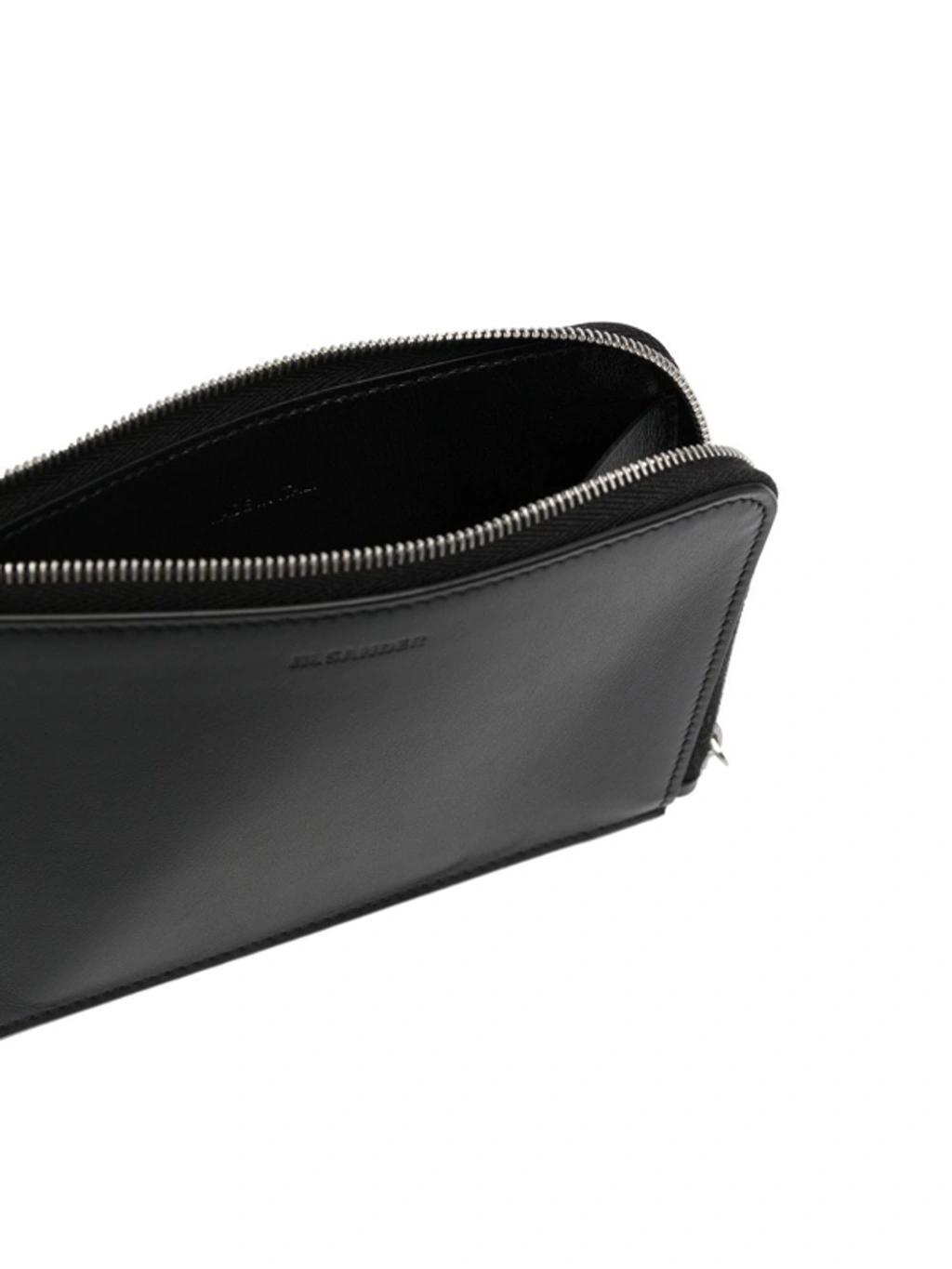 JIL SANDER Medium Folded Leather Cardholder In Black Product Image