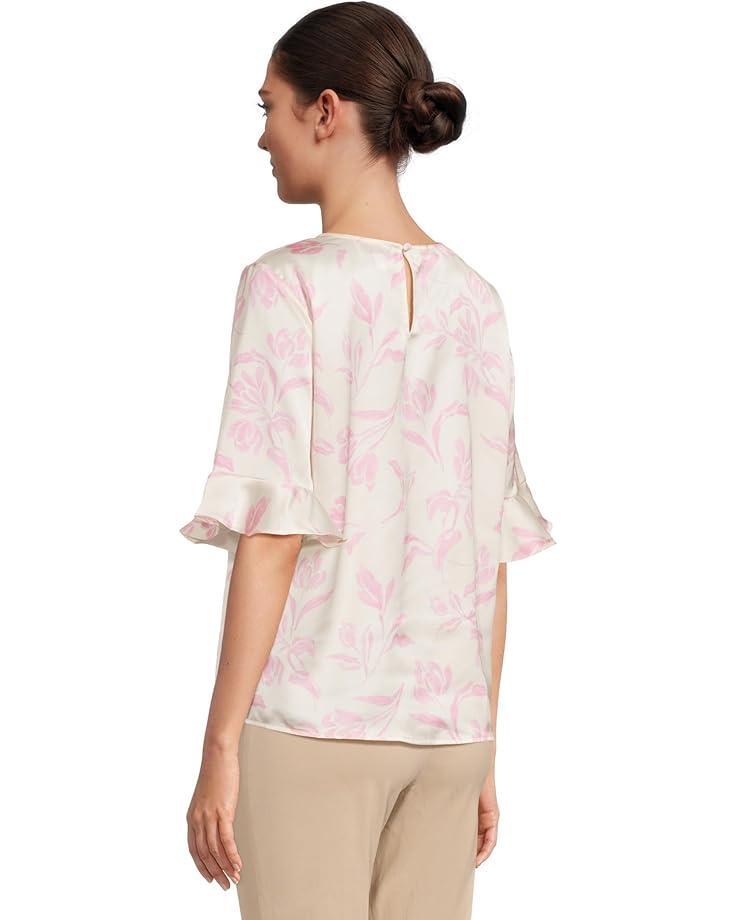 Raglan Flutter Sleeve Pleated Bow Blouse Product Image