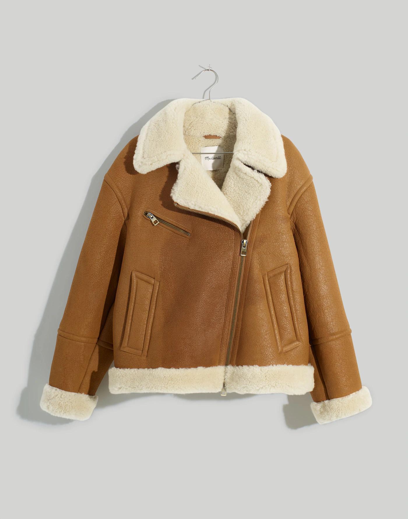 Oversized Shearling Motorcycle Jacket Product Image