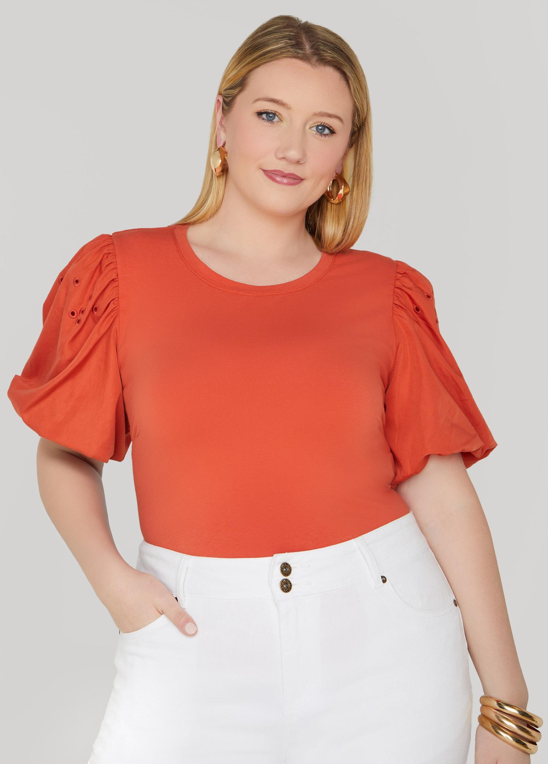 Embroidered Puff Sleeved Tee Product Image