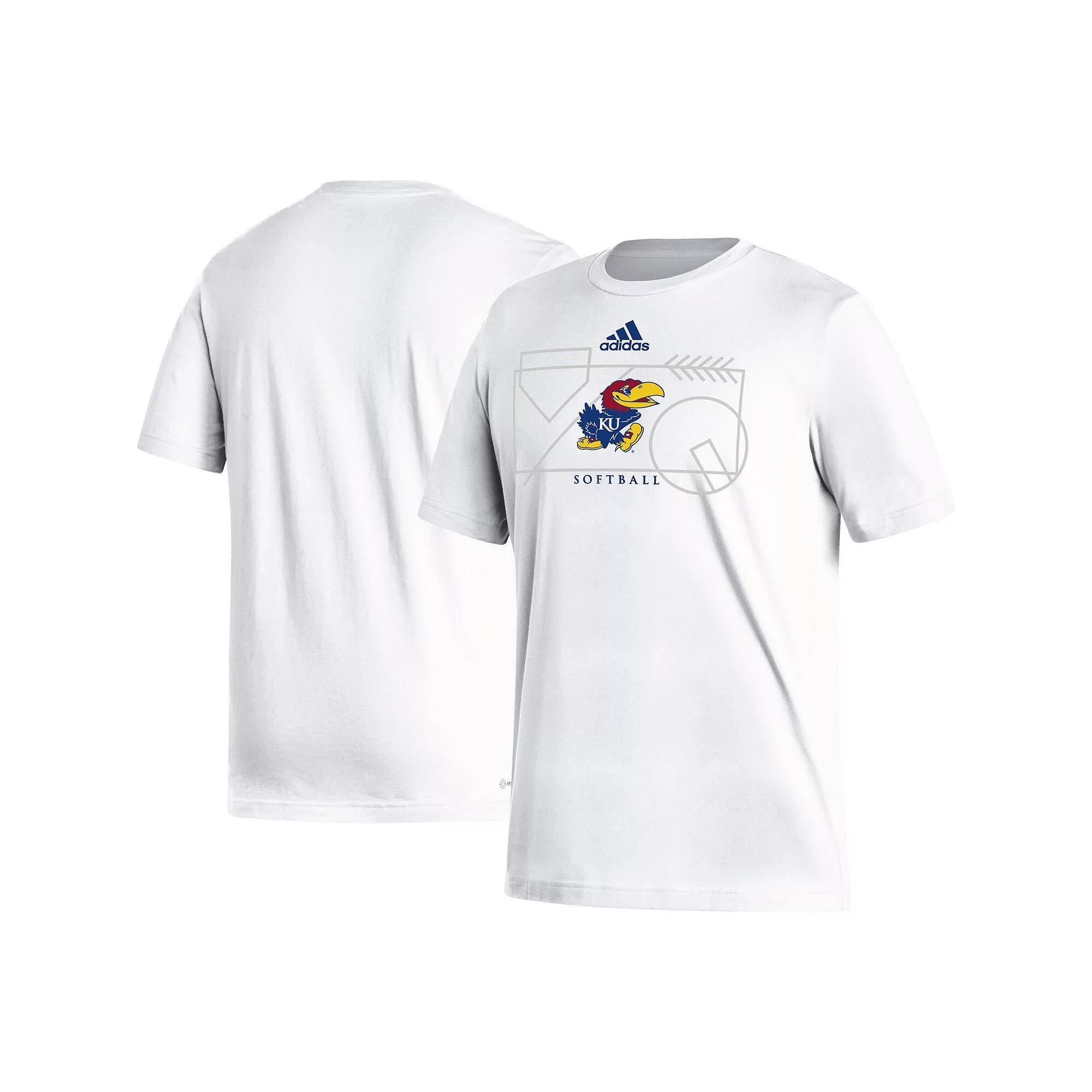 Men's adidas White Kansas Jayhawks Locker Lines Softball Fresh T-Shirt, Size: Large Product Image