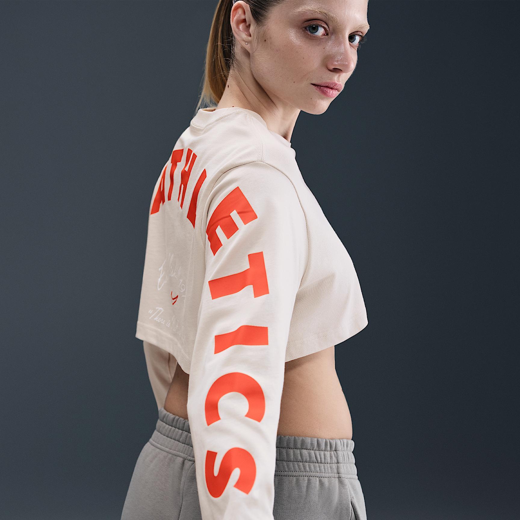 Nike Sportswear Women's Oversized Long-Sleeve Cropped Graphic T-Shirt Product Image