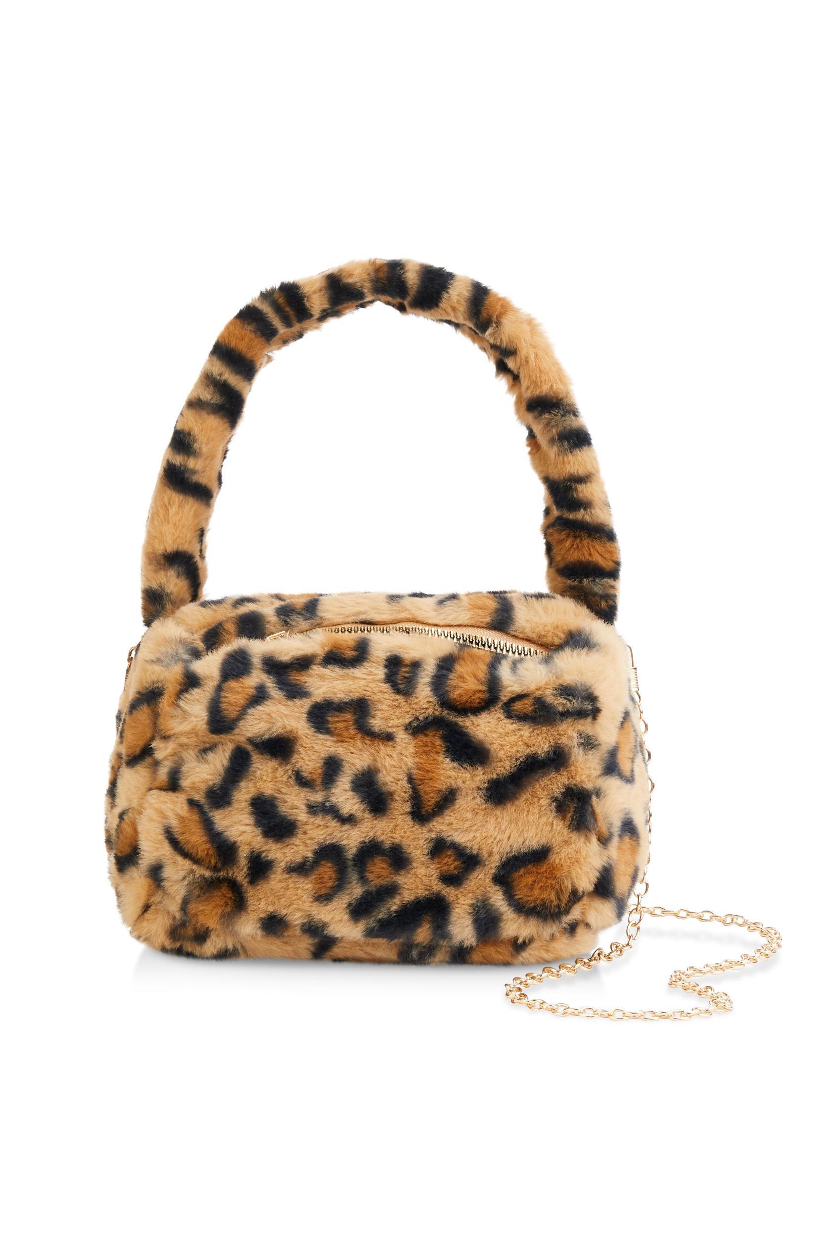 Animal Print Faux Fur Convertible Handbag Female Product Image