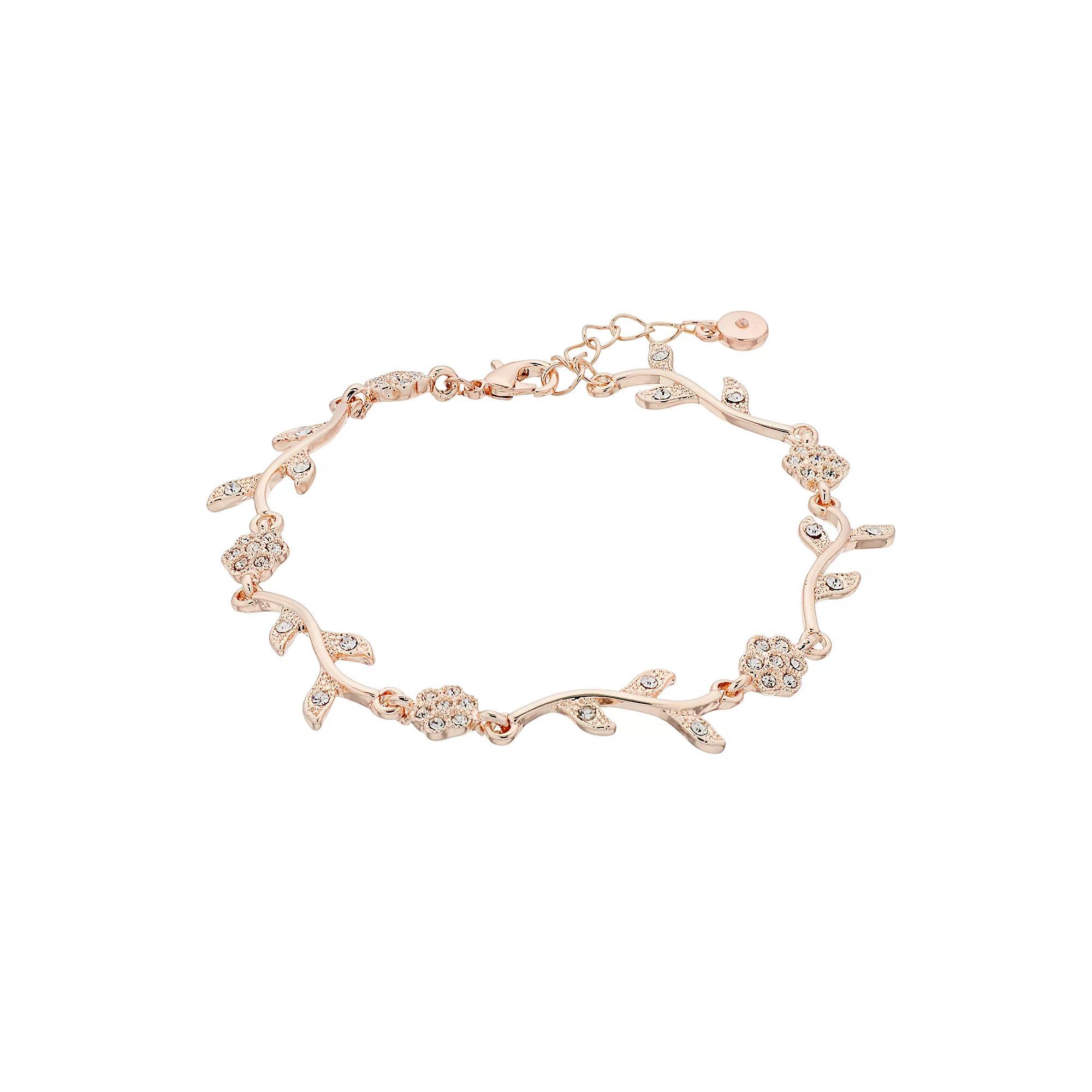 LC Lauren Conrad Rose Gold Vine & Flower Bracelet, Women's, Rose Gold Tone Product Image