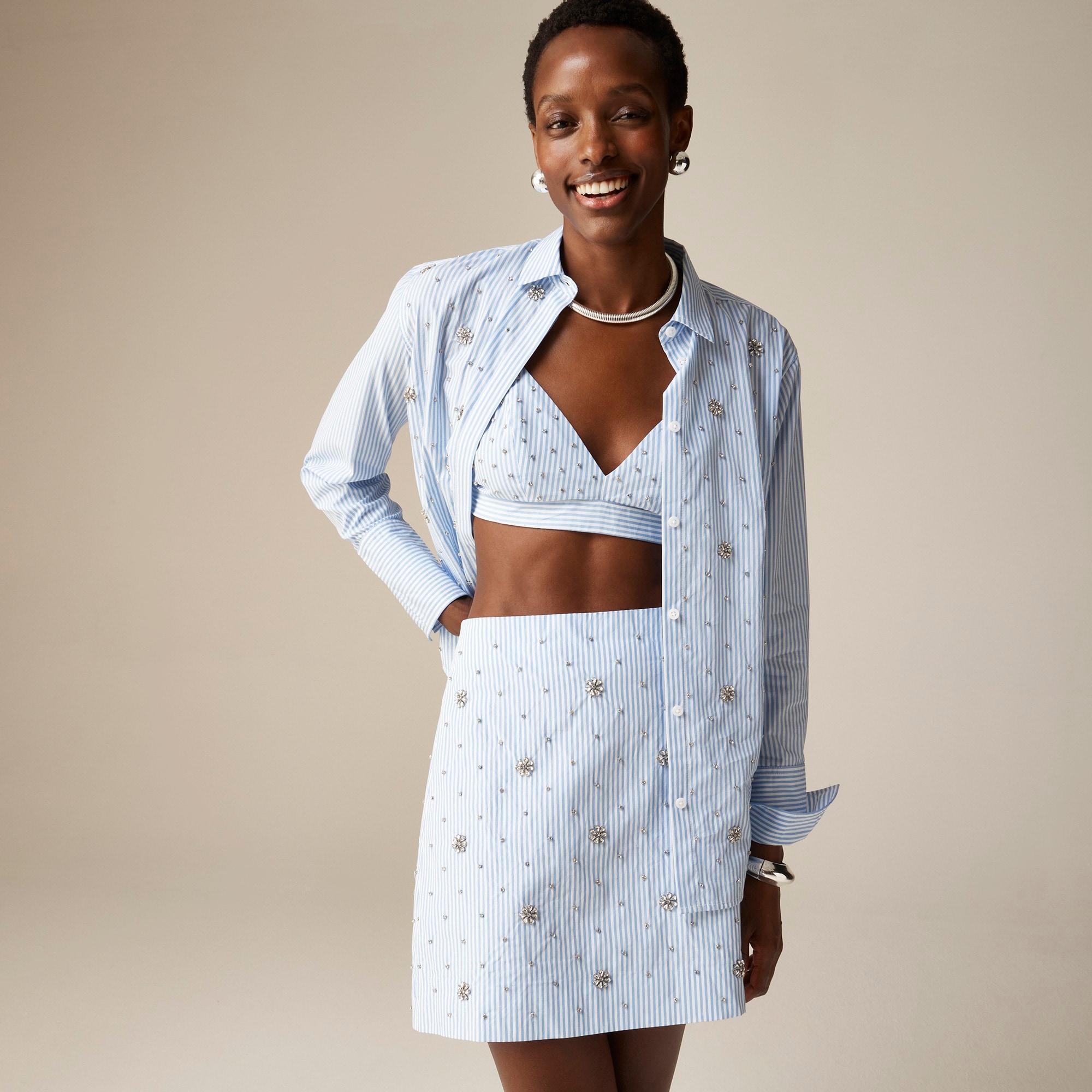 Collection embellished bra top in stripe Product Image