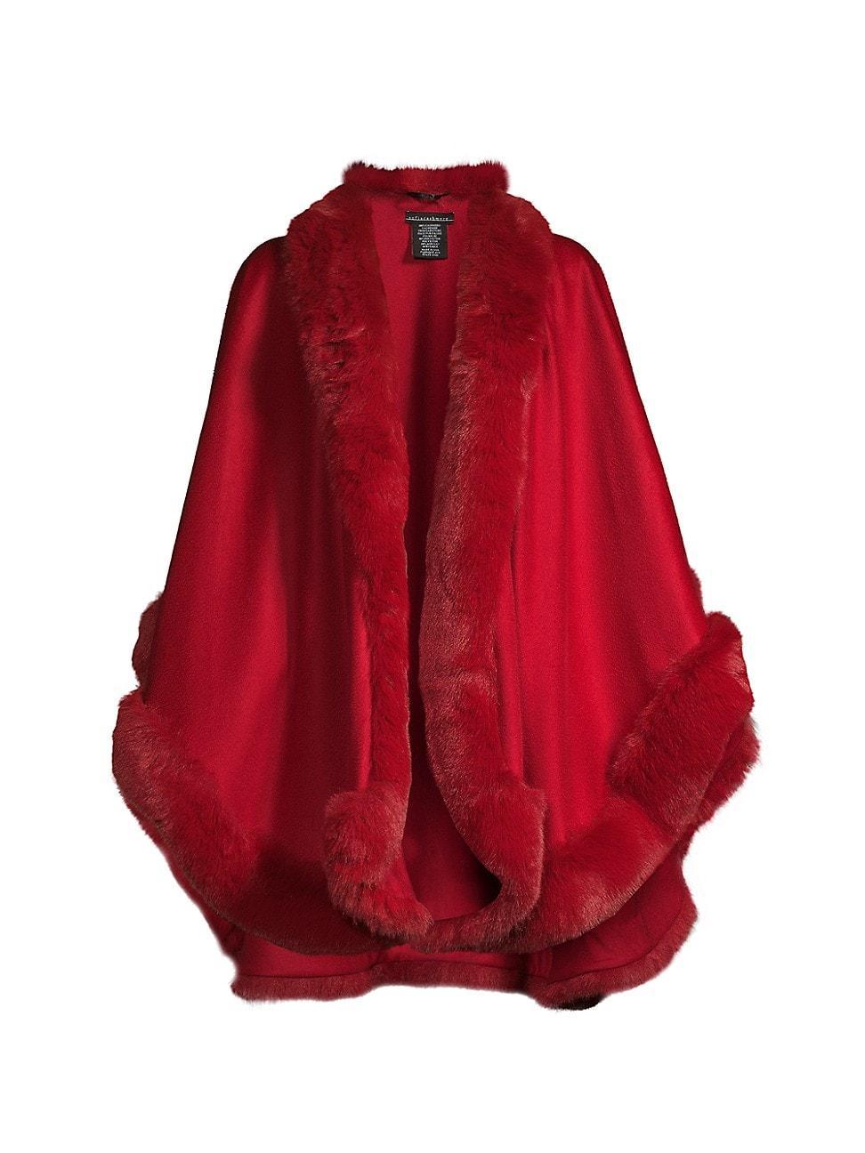 Cashmere Cape With Faux Fur Trim Product Image